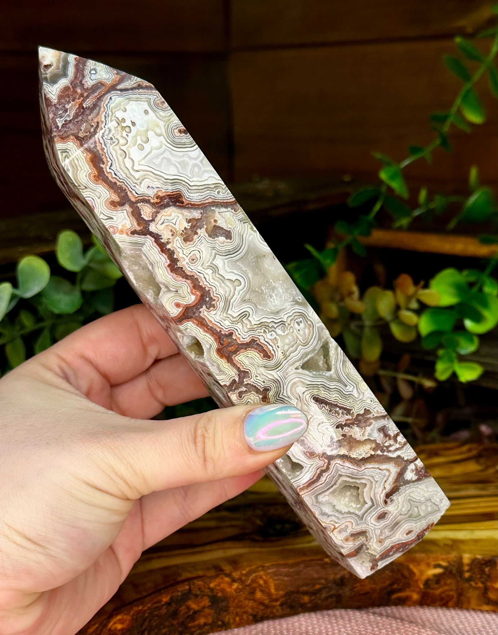 Large Mexican Lace Agate Druzy Tower