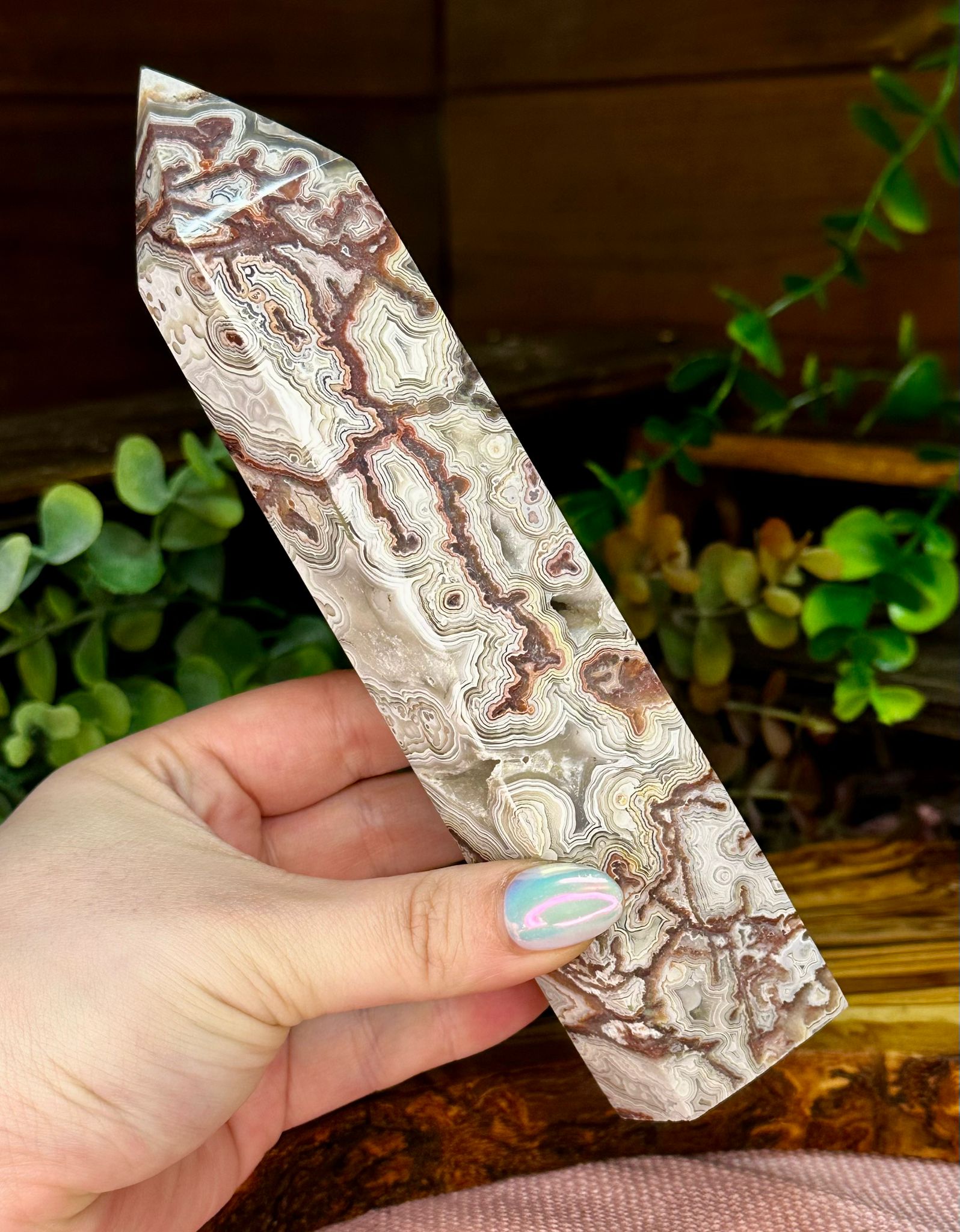Large Mexican Lace Agate Druzy Tower