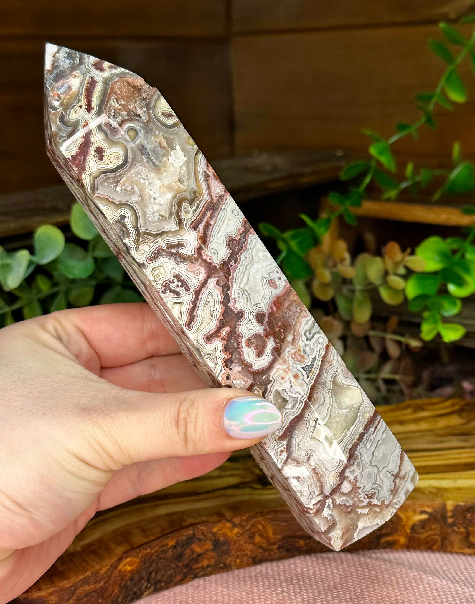 Large Mexican Lace Agate Druzy Tower
