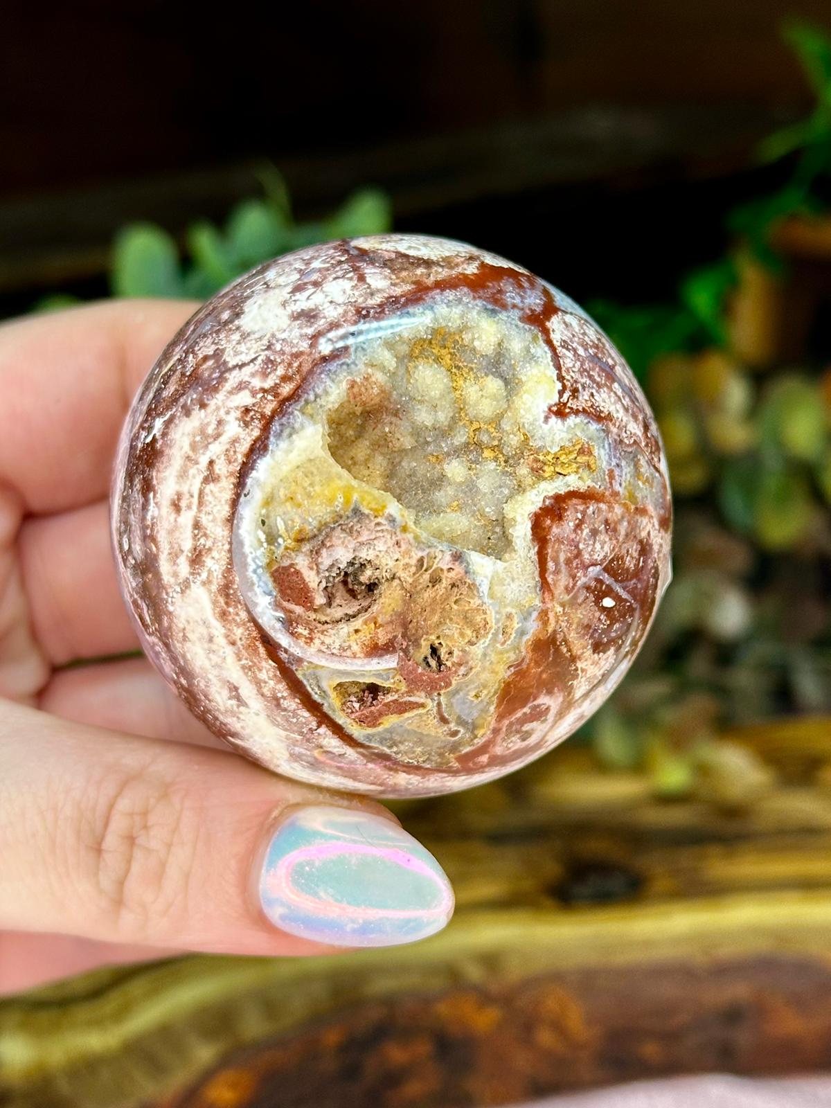 Mexican Lace Agate Druzy Sphere