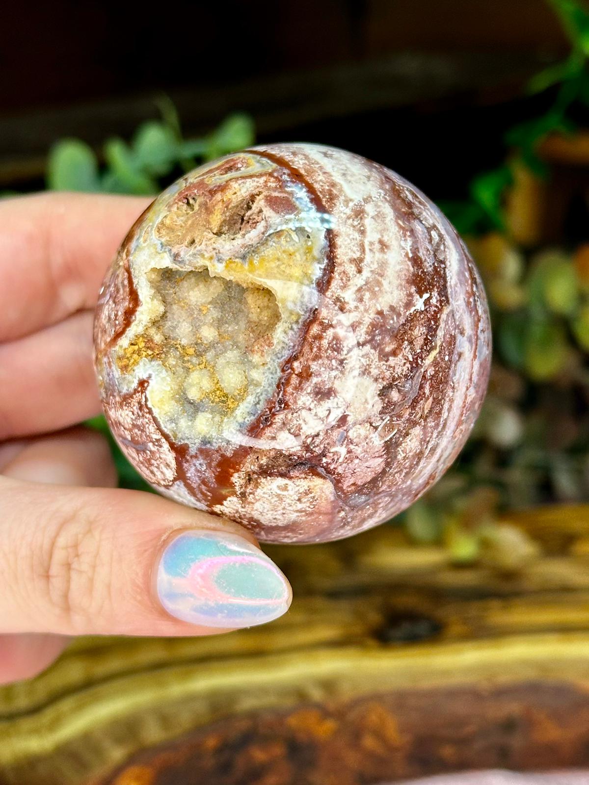 Mexican Lace Agate Druzy Sphere