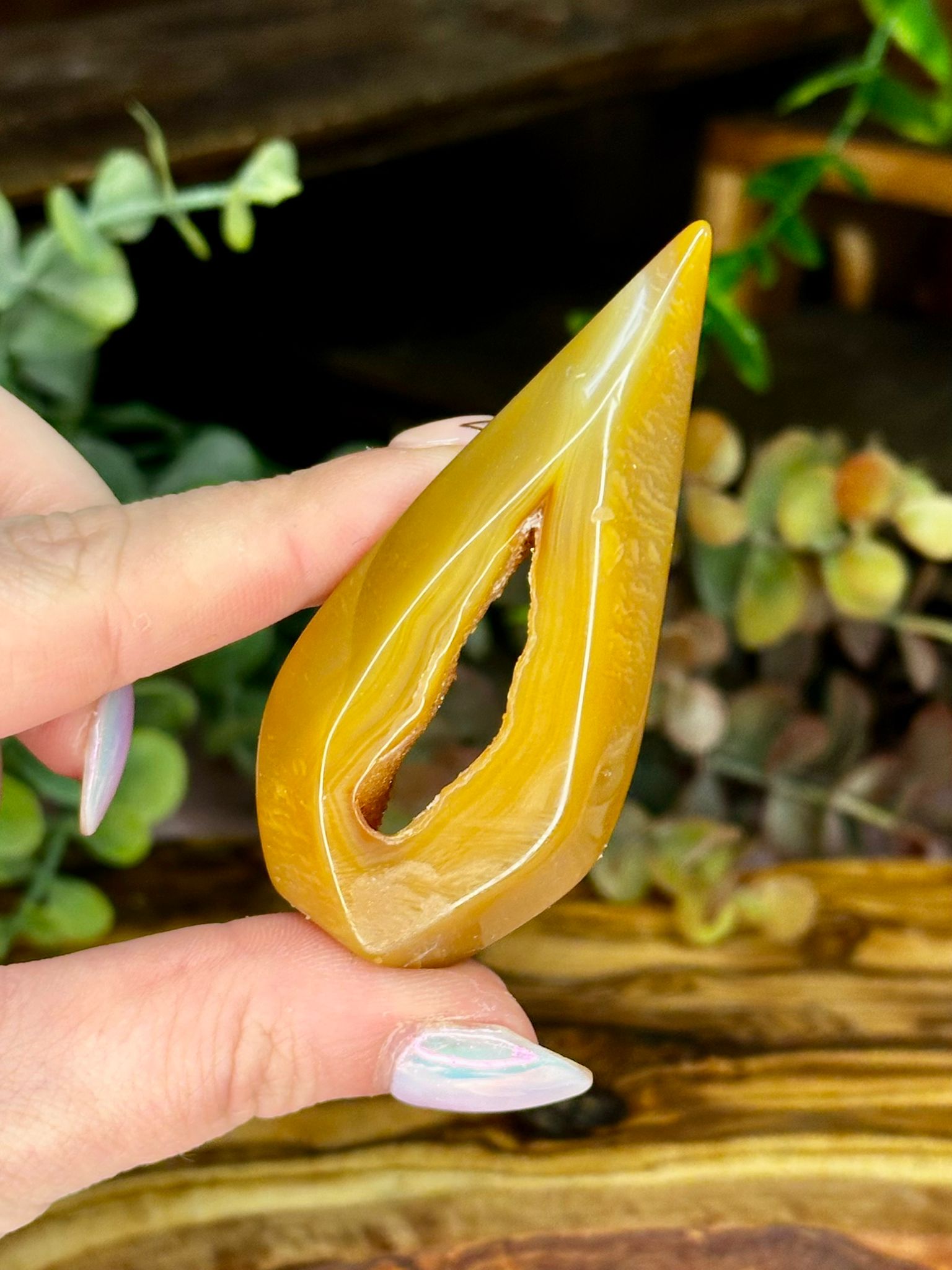 Druzy Agate Teardrop - Golden