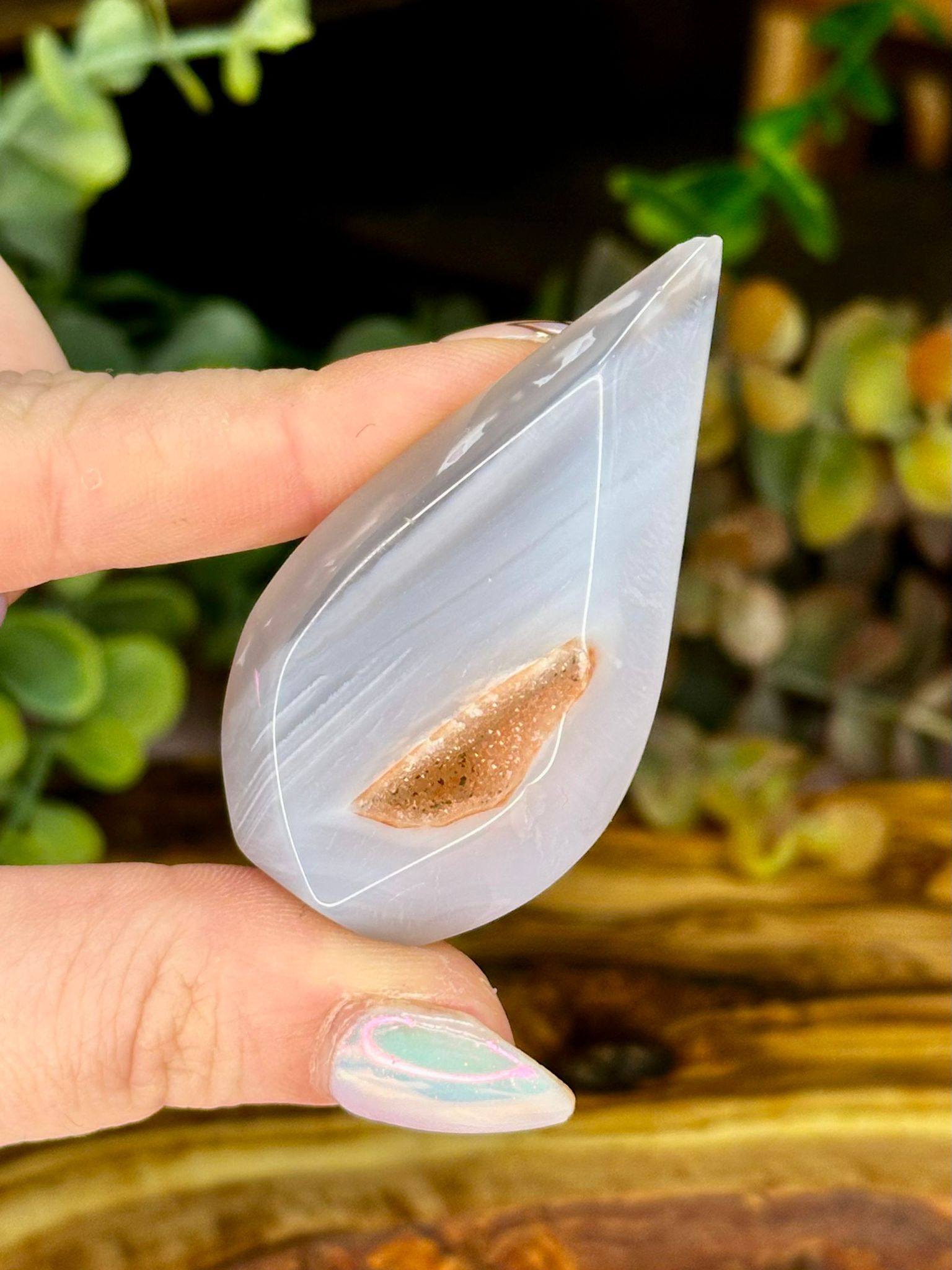 Druzy Agate Teardrop - Grey