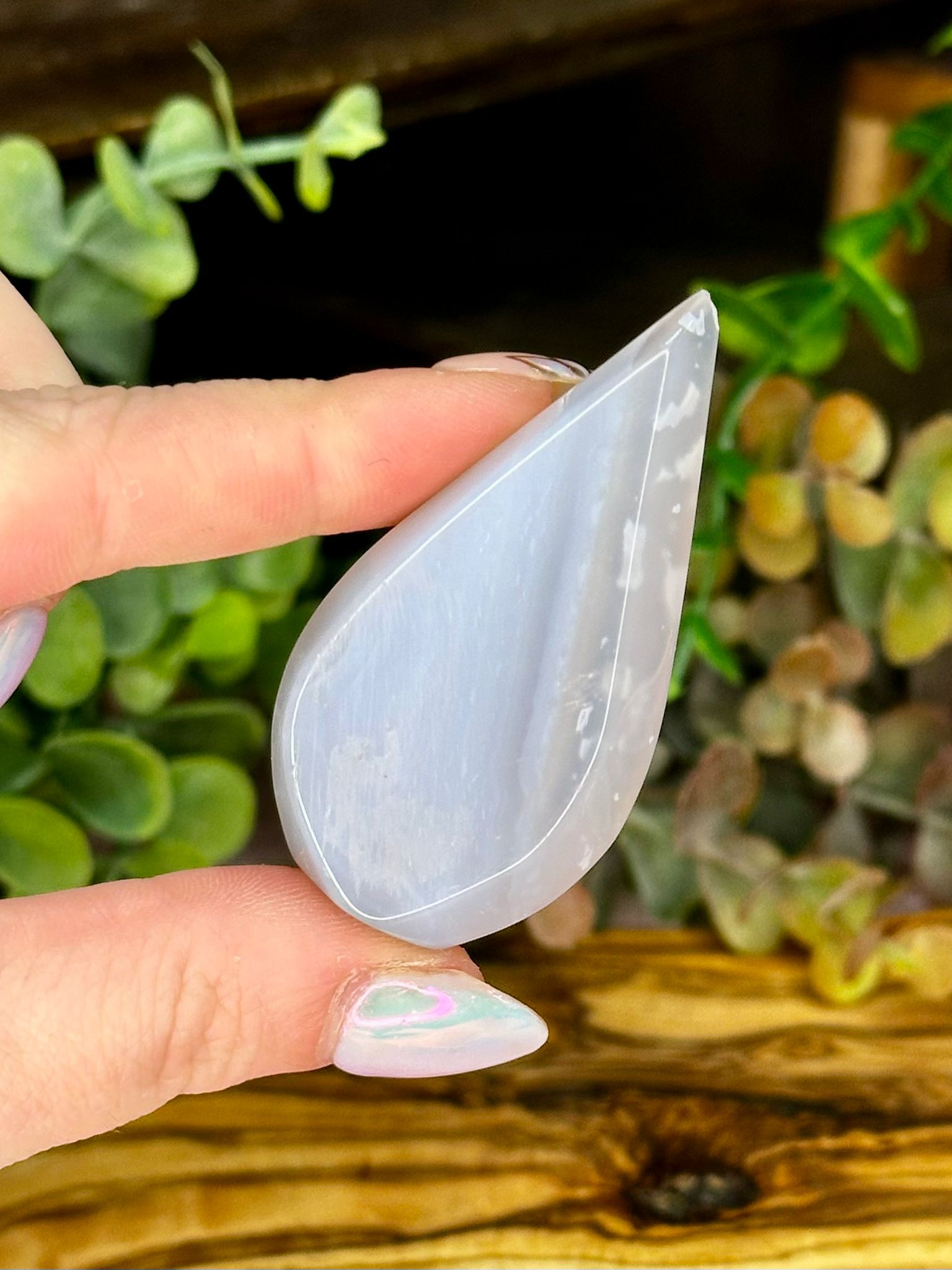 Druzy Agate Teardrop - Grey