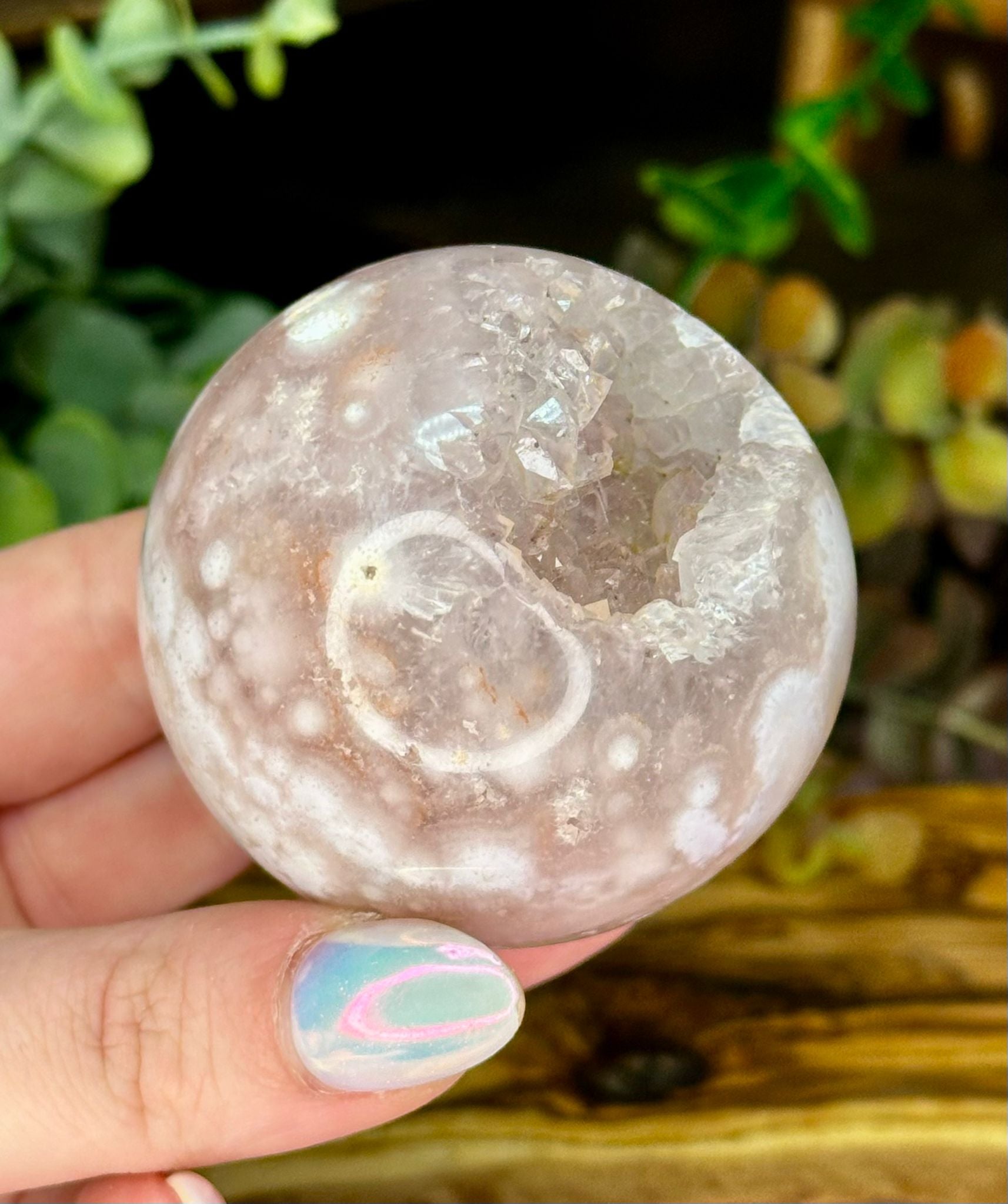 Pink Amethyst Flower Agate Druzy Sphere