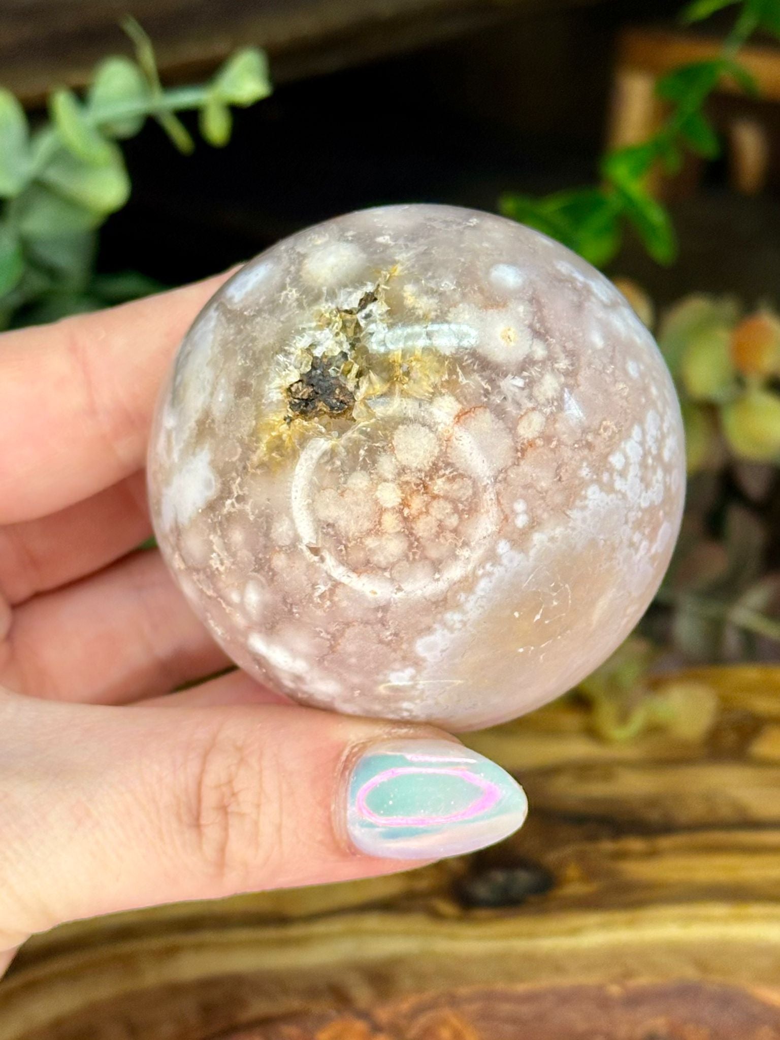 Pink Amethyst Flower Agate Druzy Sphere