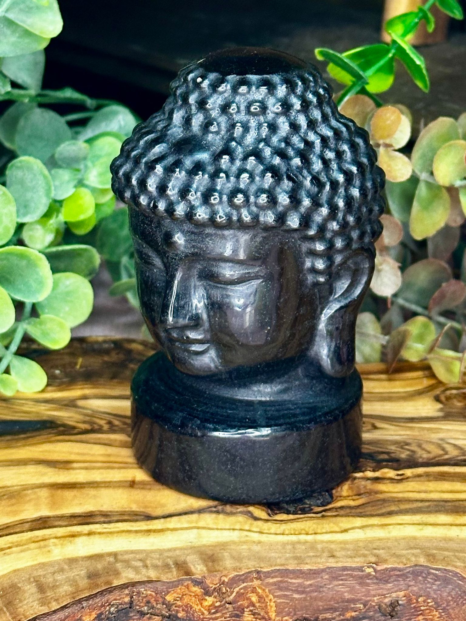 Black Obsidian Buddha Head