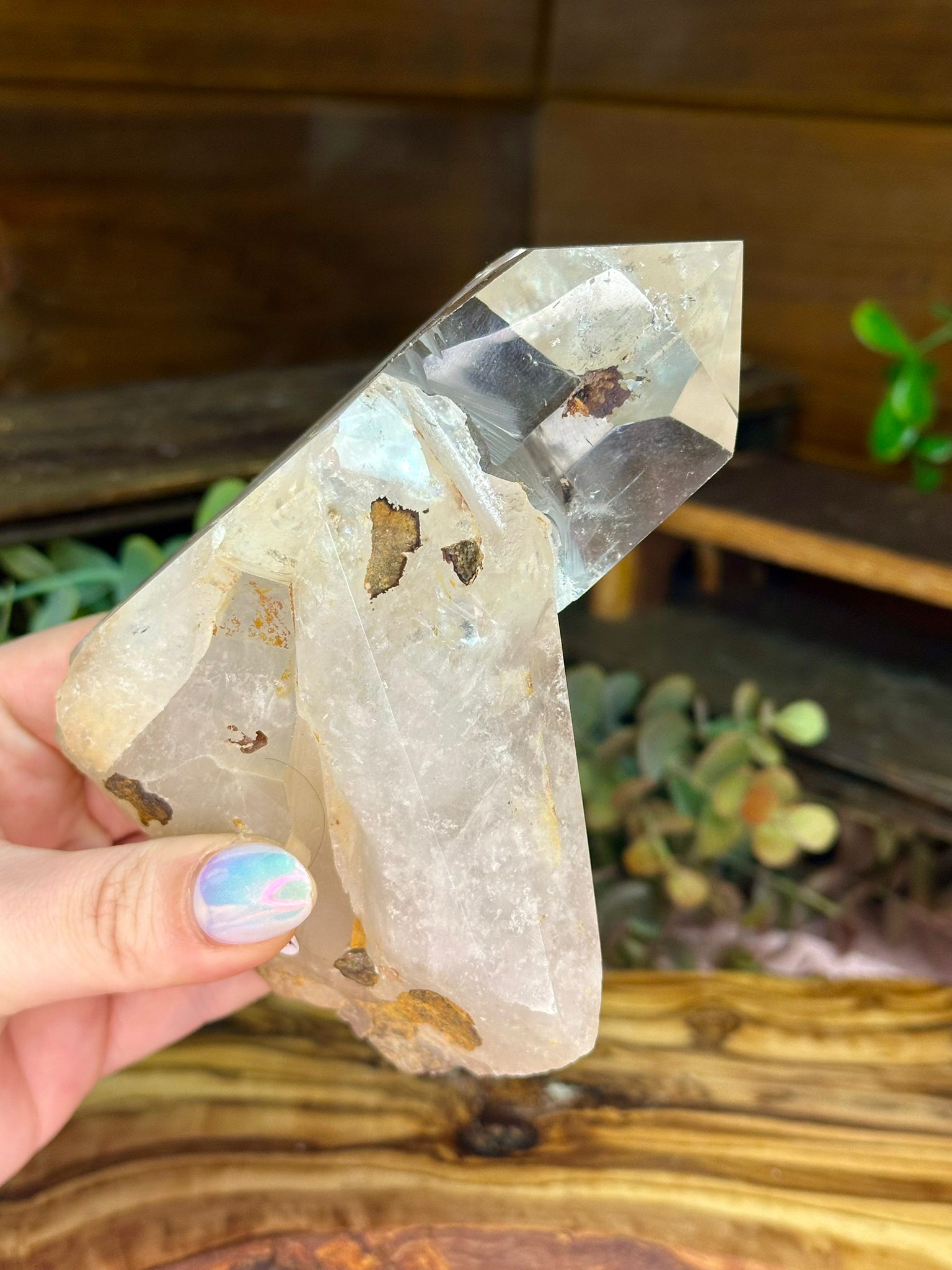 Large Clear Quartz Cluster with Rainbows – Natural Quartz Formation