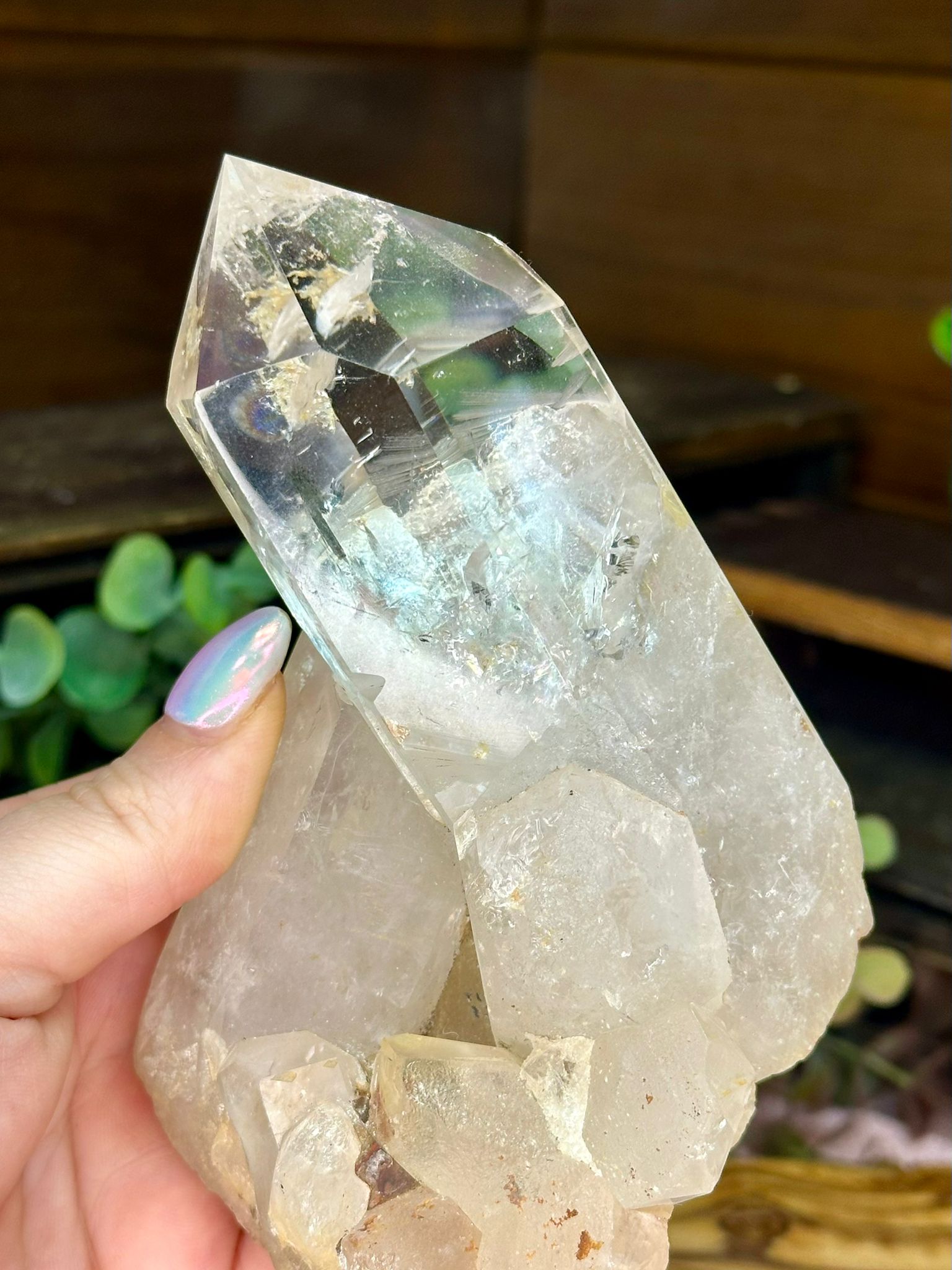 Large Clear Quartz Cluster with Rainbows – Natural Quartz Formation
