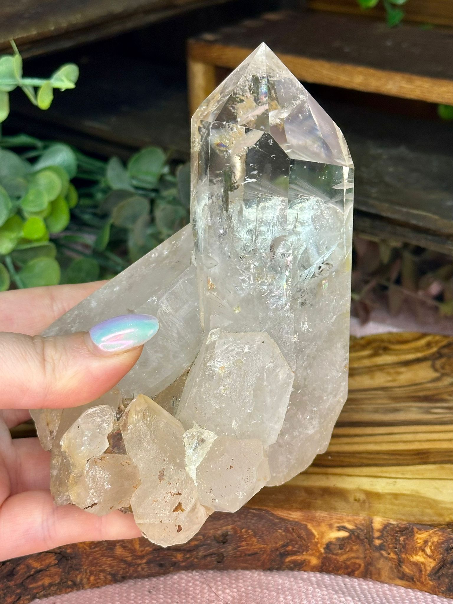 Large Clear Quartz Cluster with Rainbows – Natural Quartz Formation