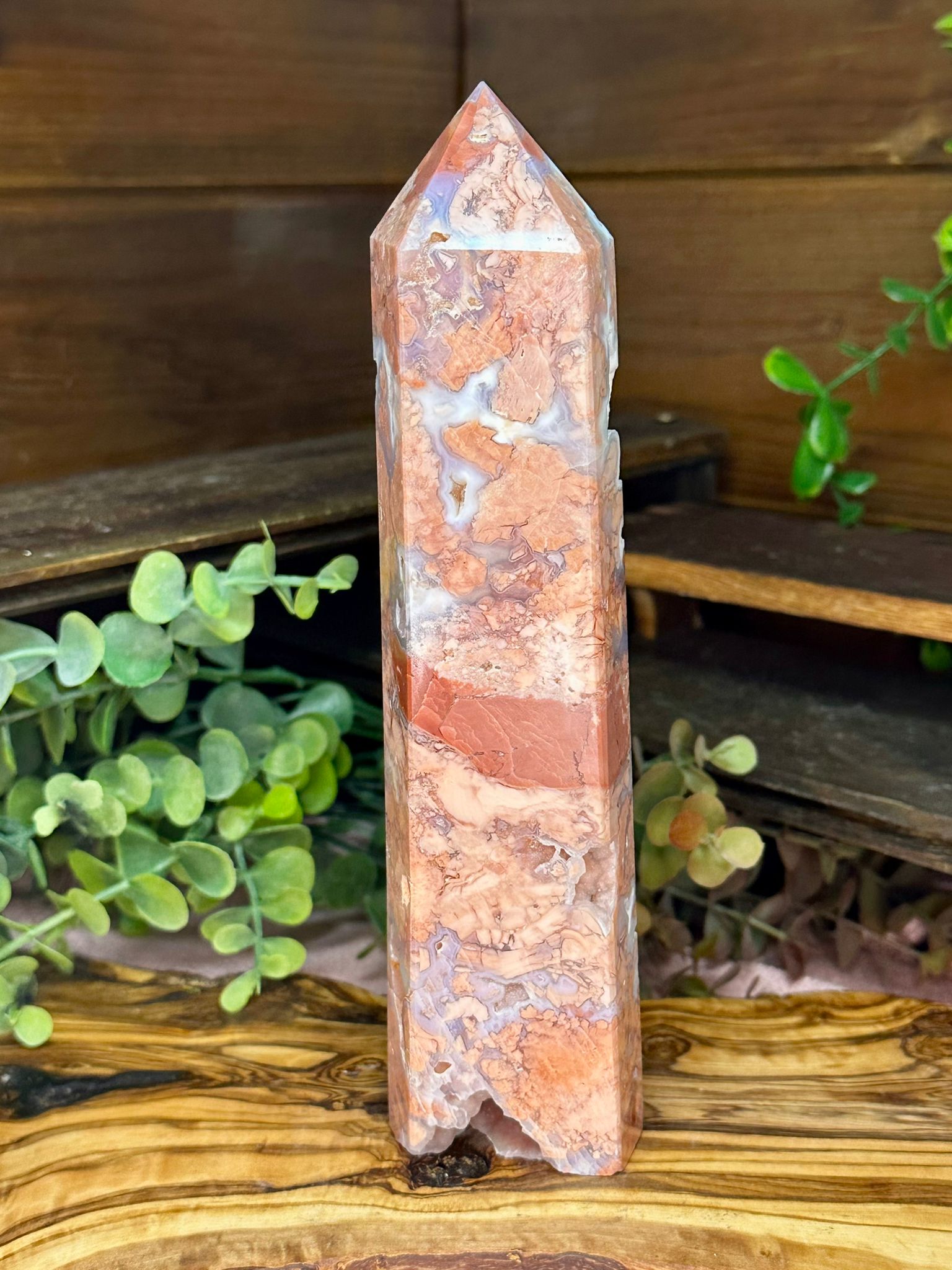 Large Cotton Candy Agate Tower with Druzy