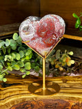 Red Mexican Lace Agate Heart with Stand #1