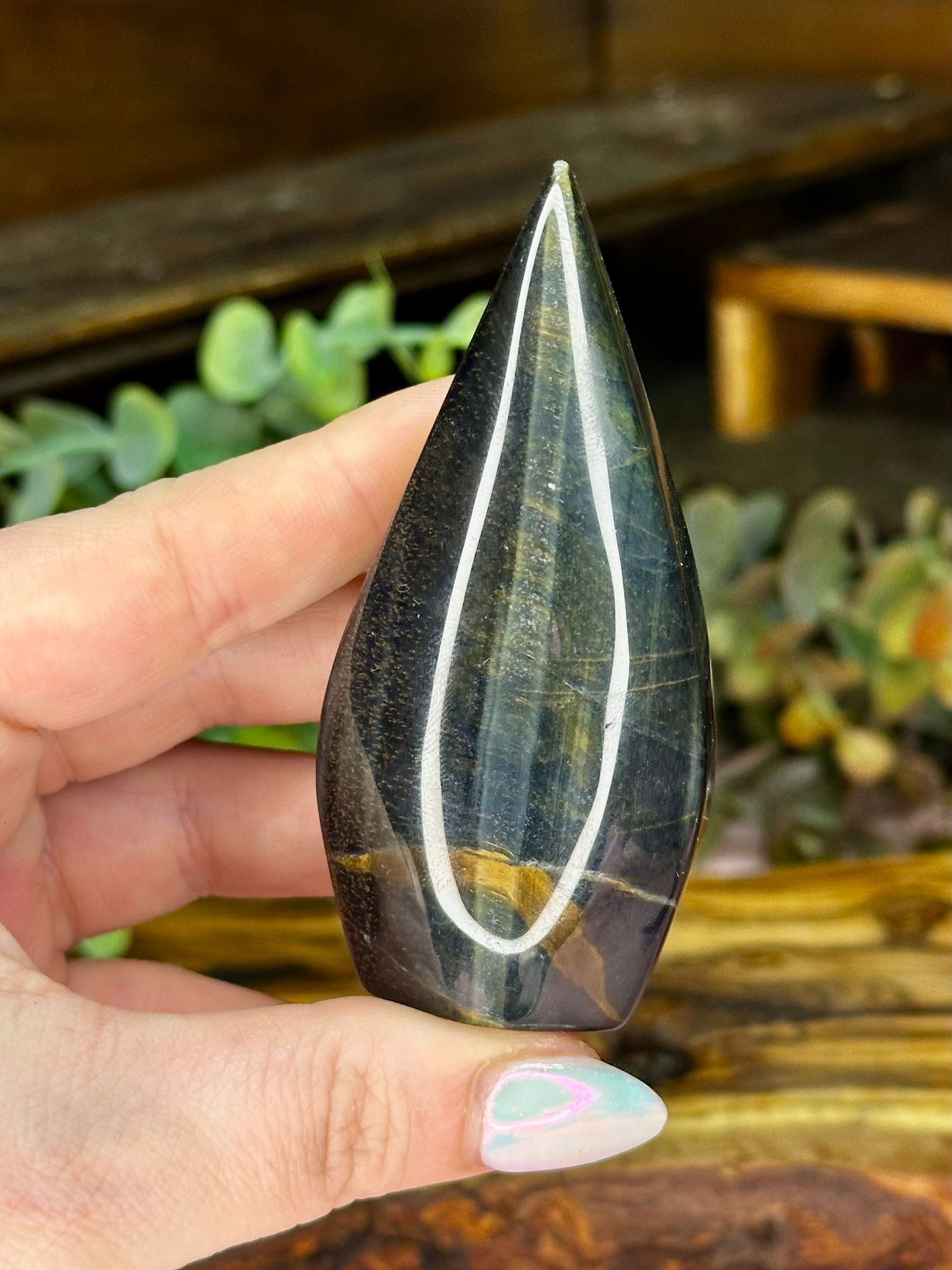 Blue & Golden Tiger Eye Teardrop