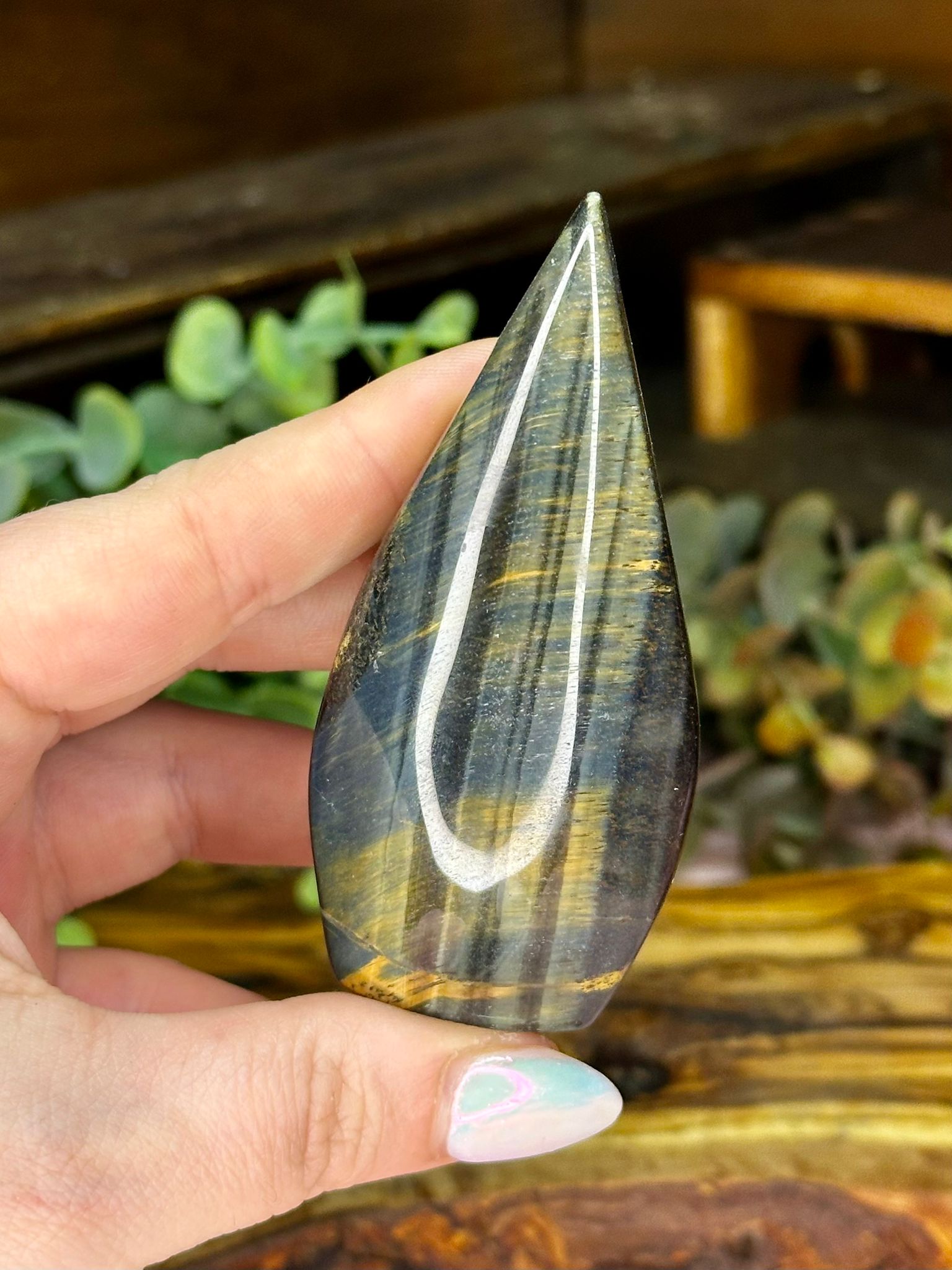 Blue & Golden Tiger Eye Teardrop
