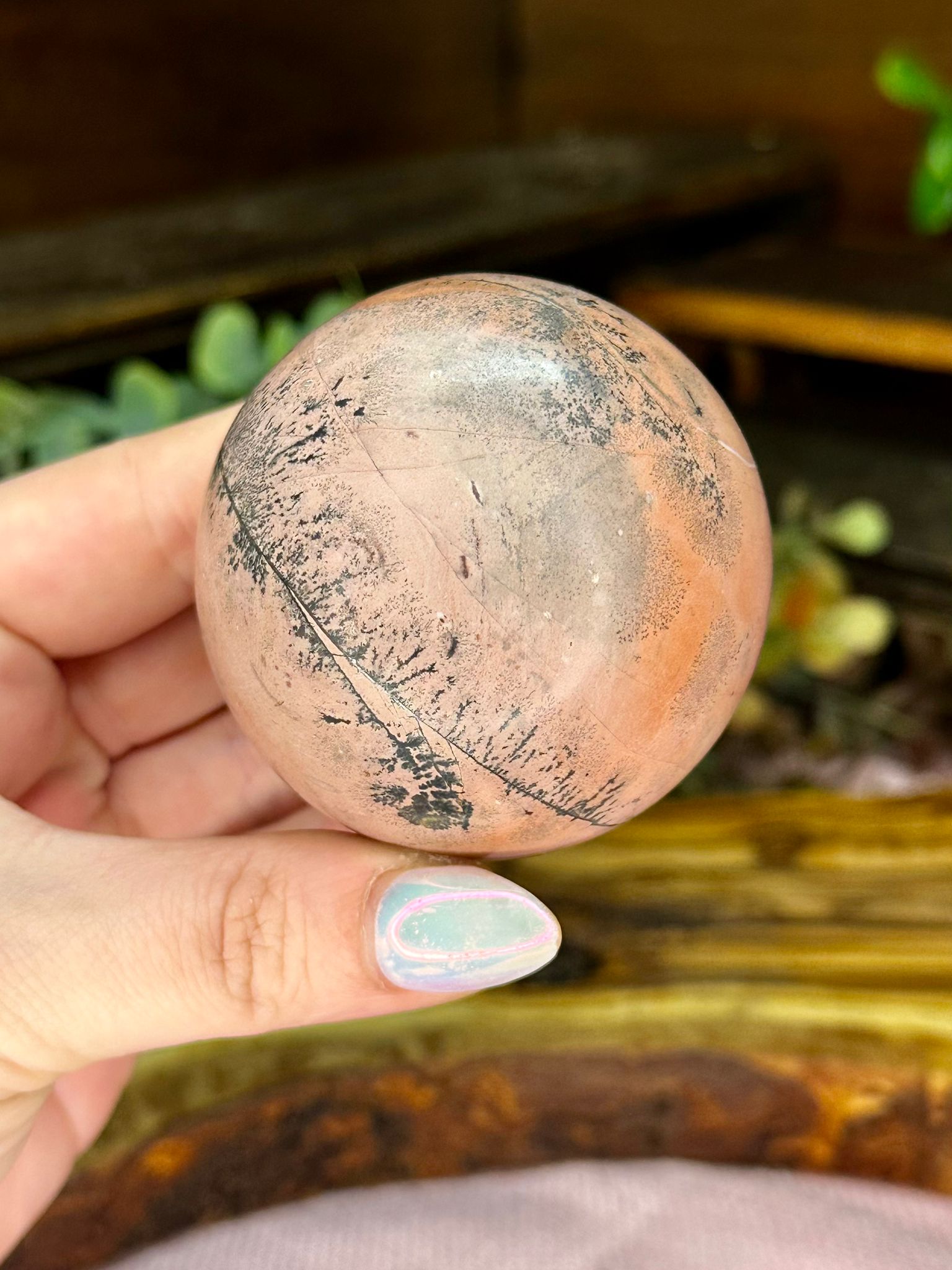 Coral Picture Jasper Sphere