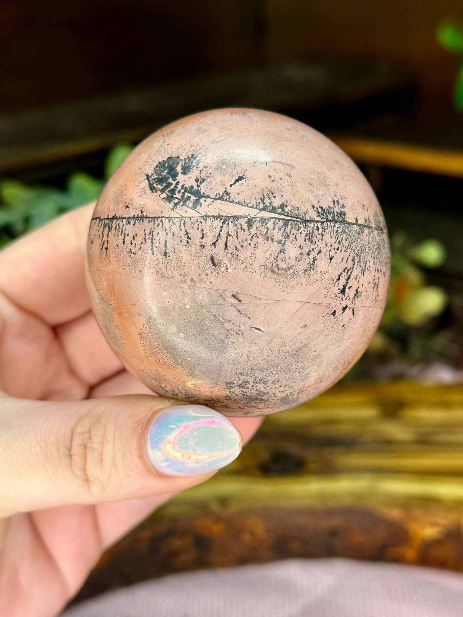 Coral Picture Jasper Sphere