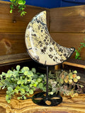 XL Picture Jasper Crescent Moon on Stand #2