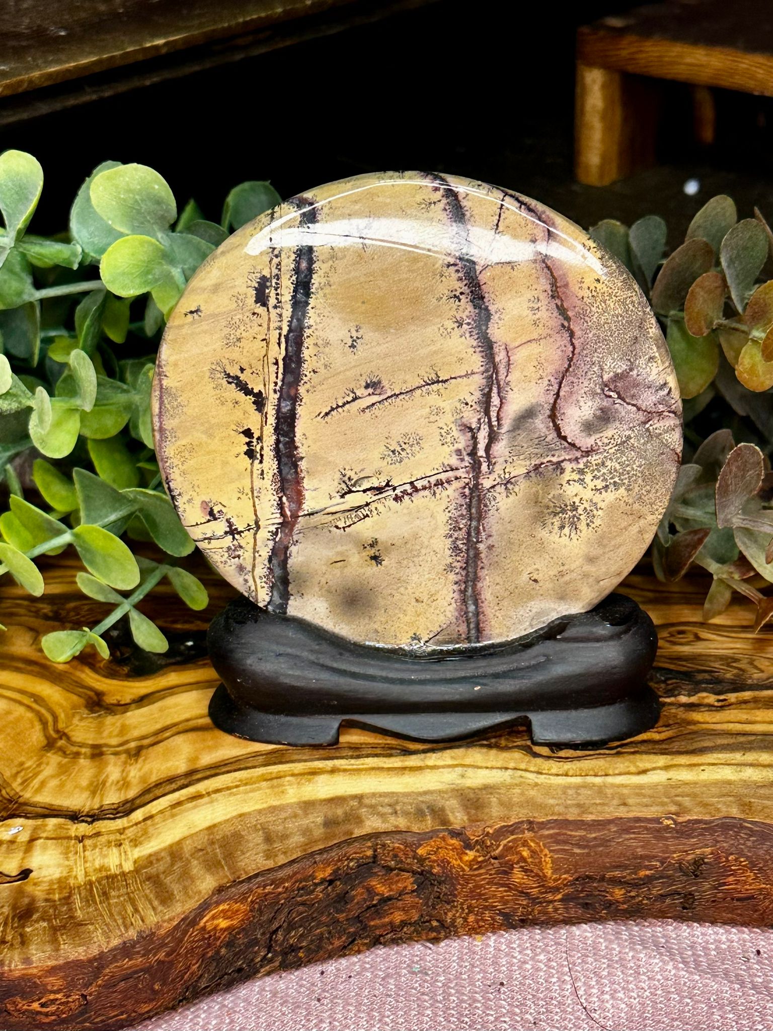 Picture Jasper Landscape Disk on Stand