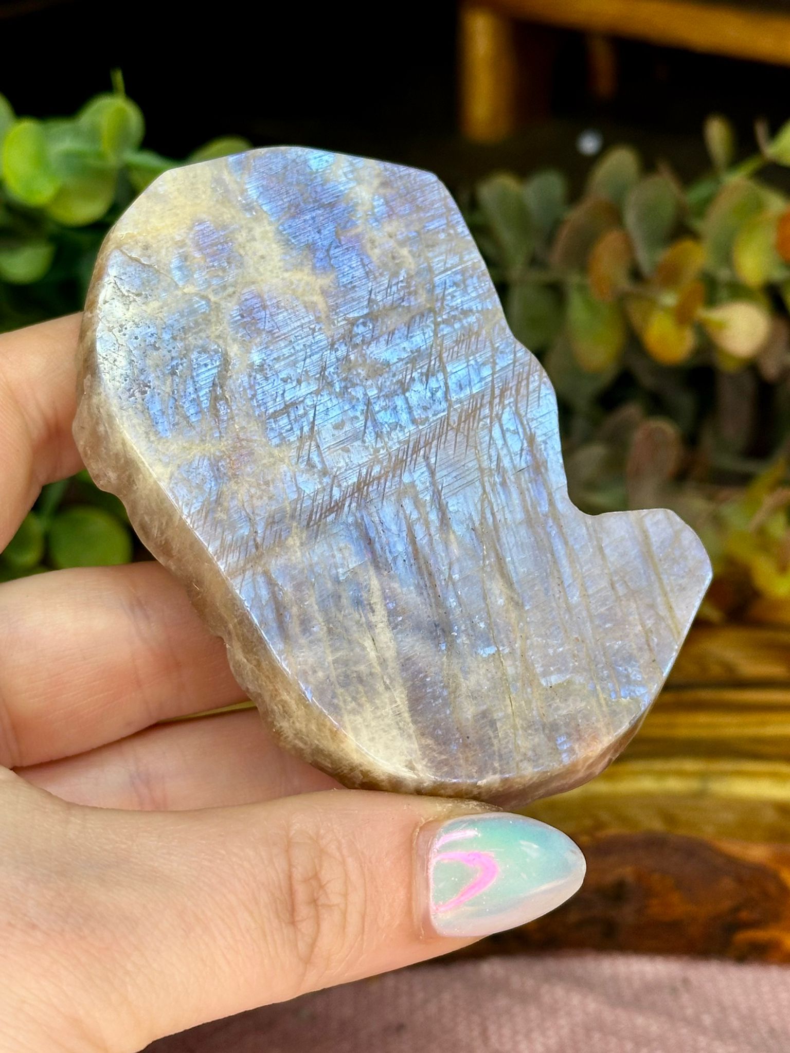 Moonstone & Sunstone Medusa Crystal Carving