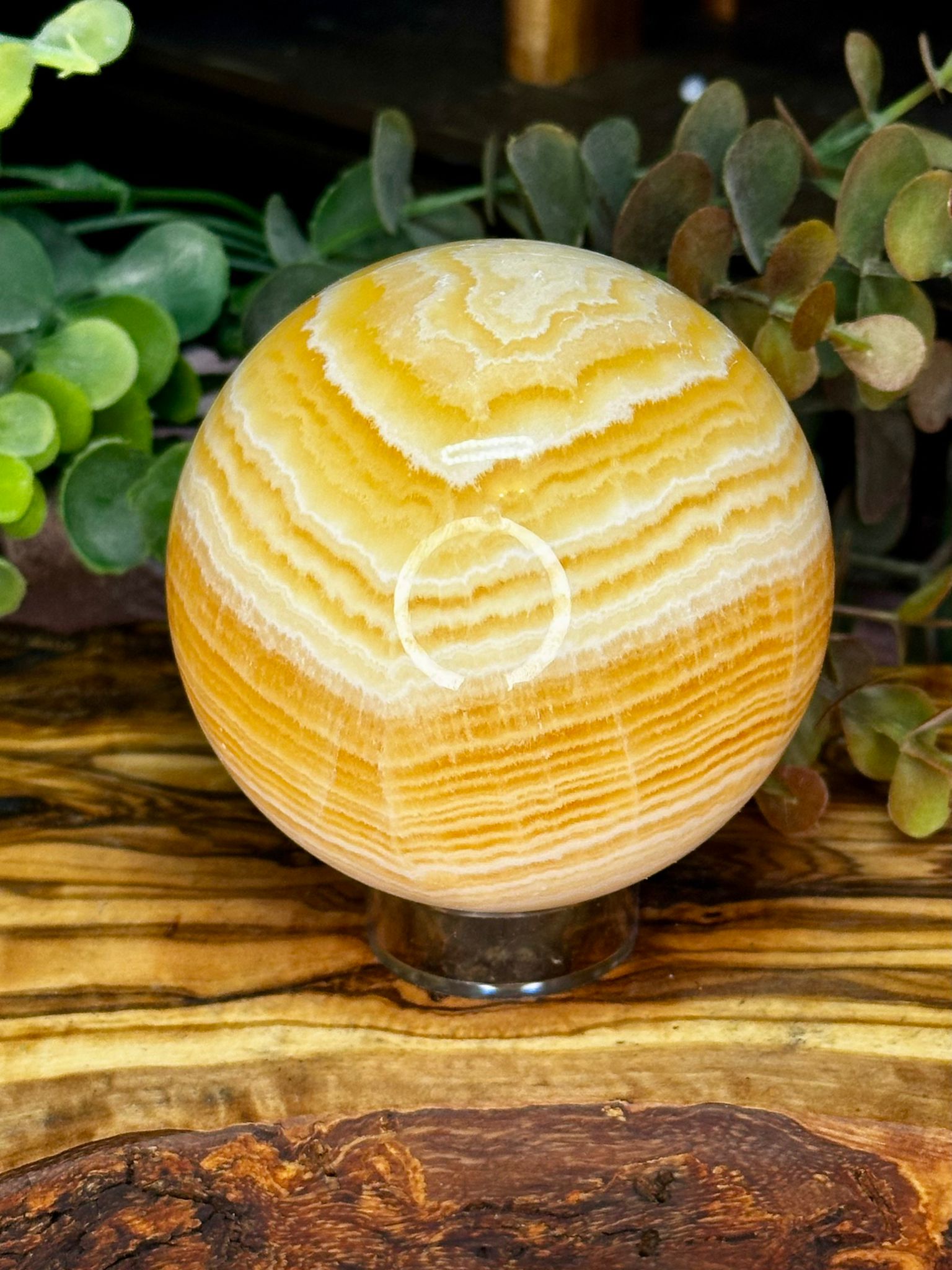 Large Banded Honey Calcite Sphere