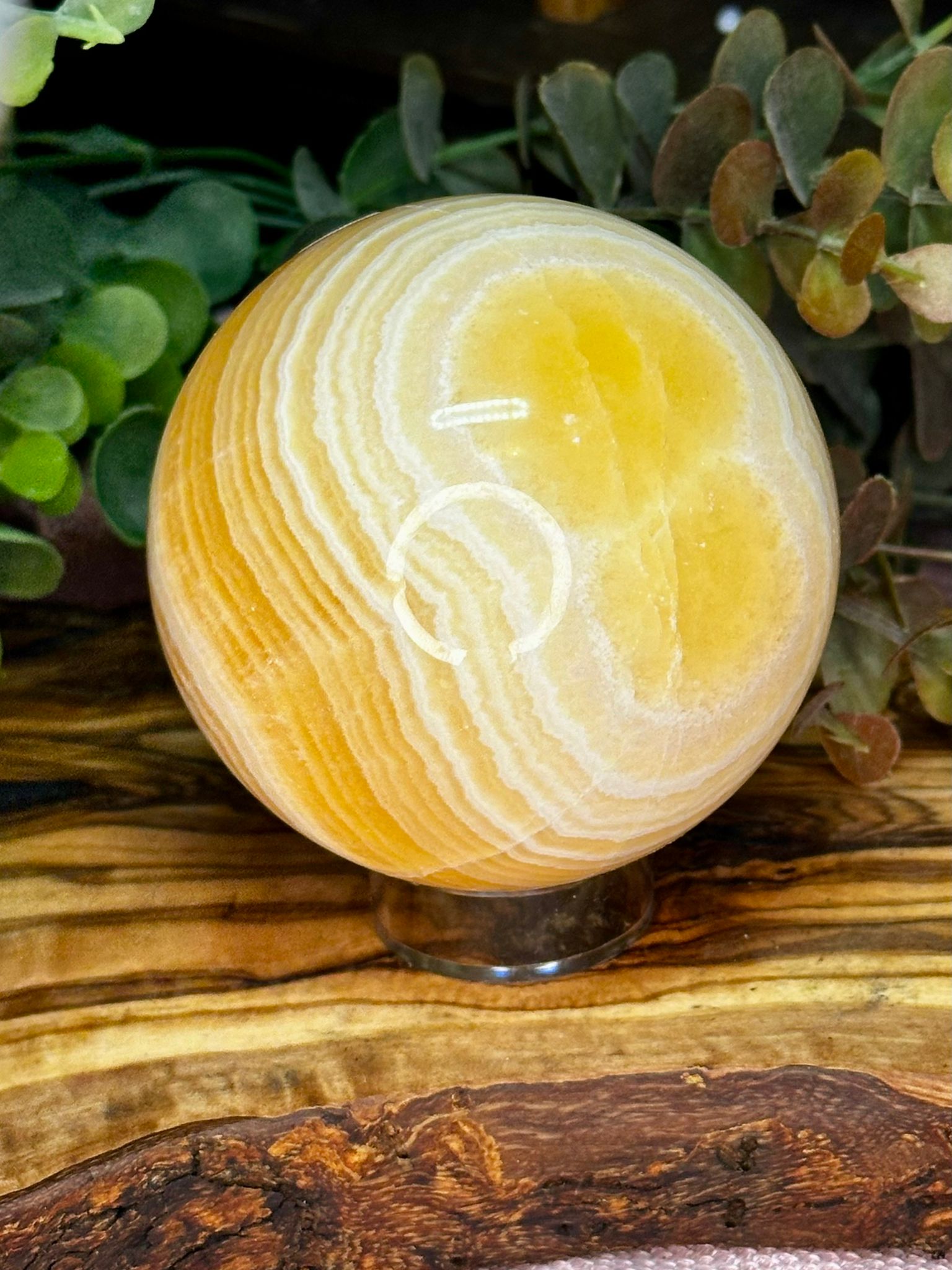 Large Banded Honey Calcite Sphere
