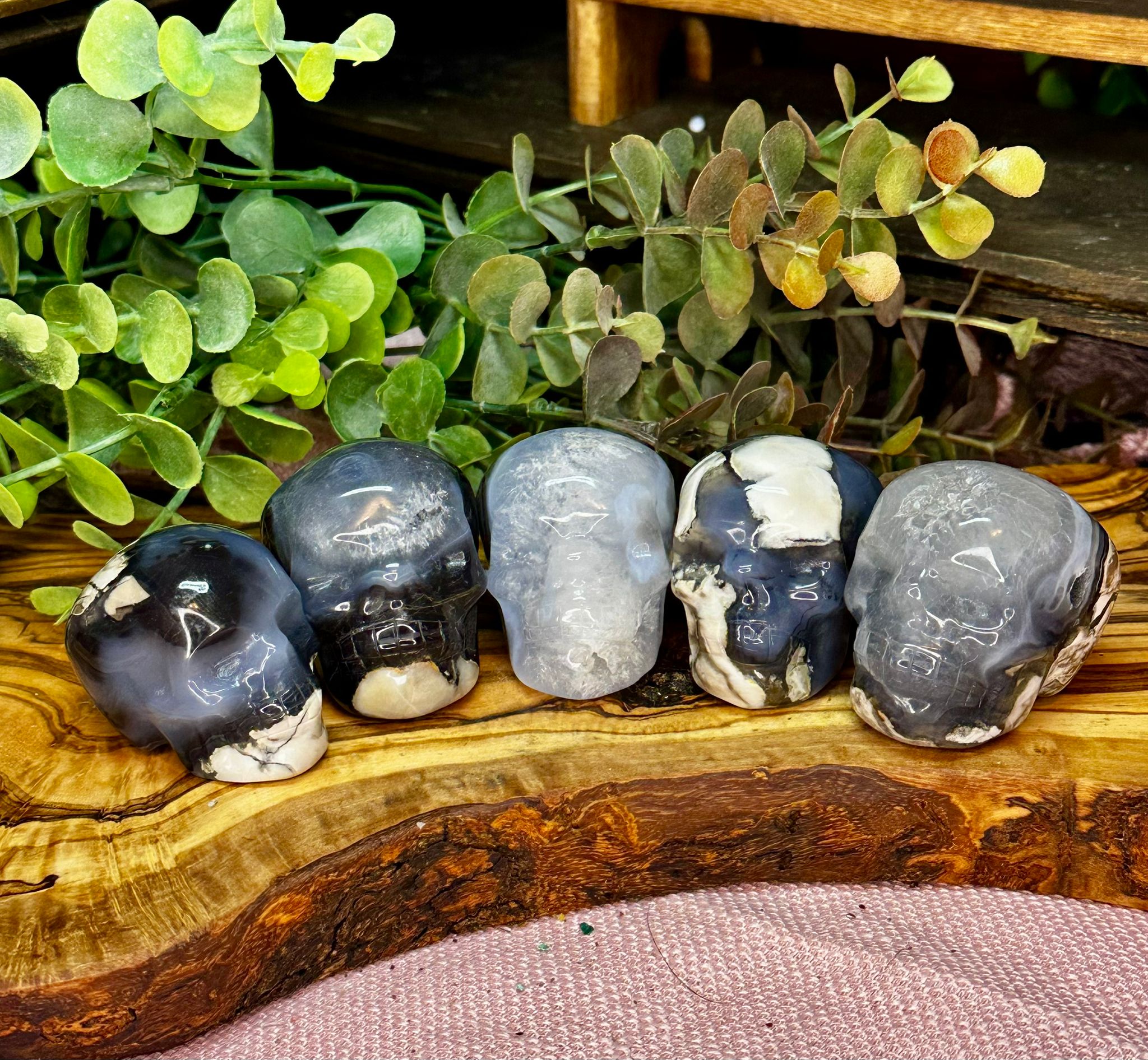 Volcano Agate Skull – UV Reactive - Intuitively Picked