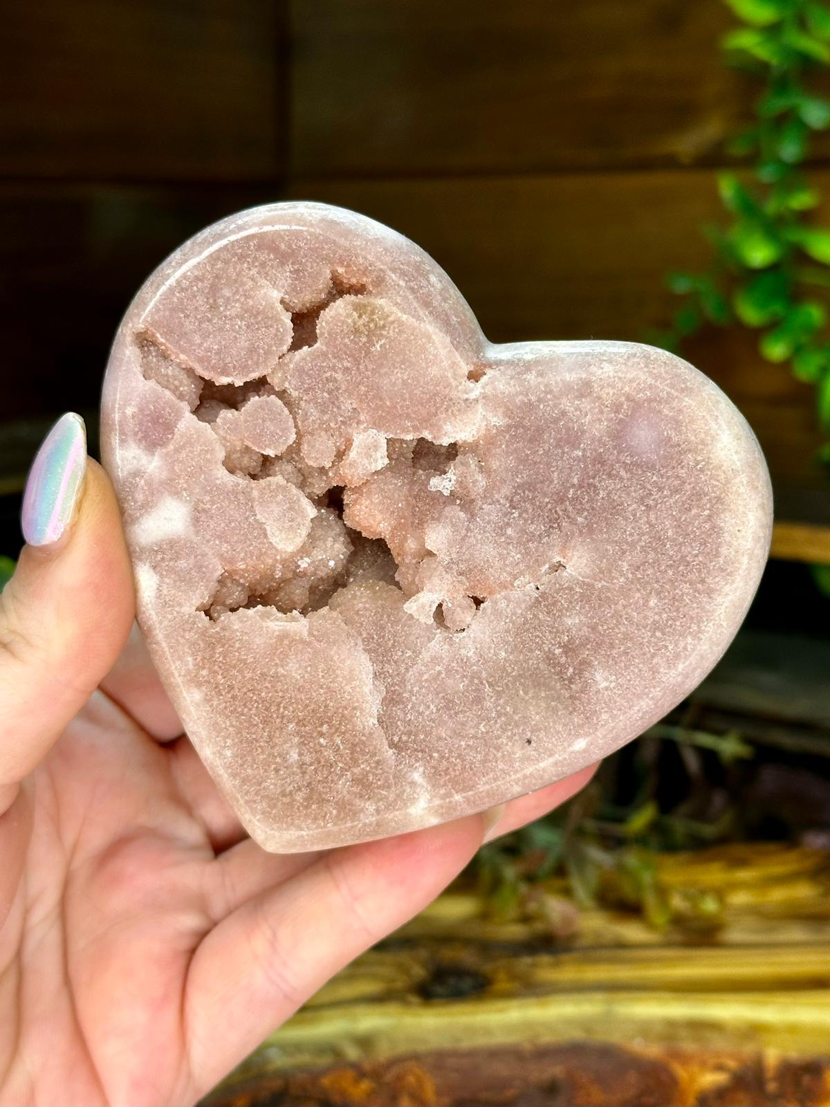 Large Pink Amethyst Druzy Heart