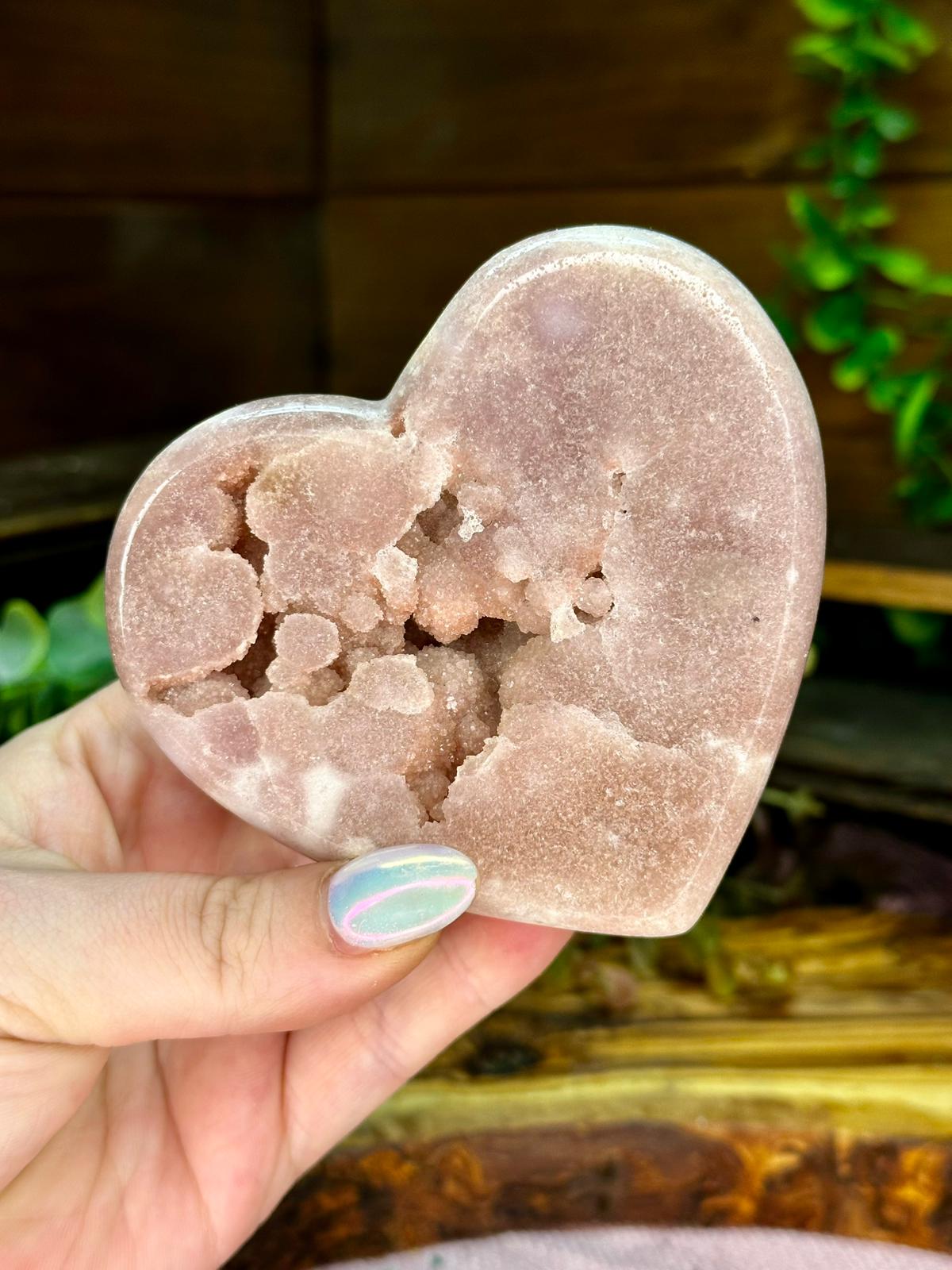 Large Pink Amethyst Druzy Heart