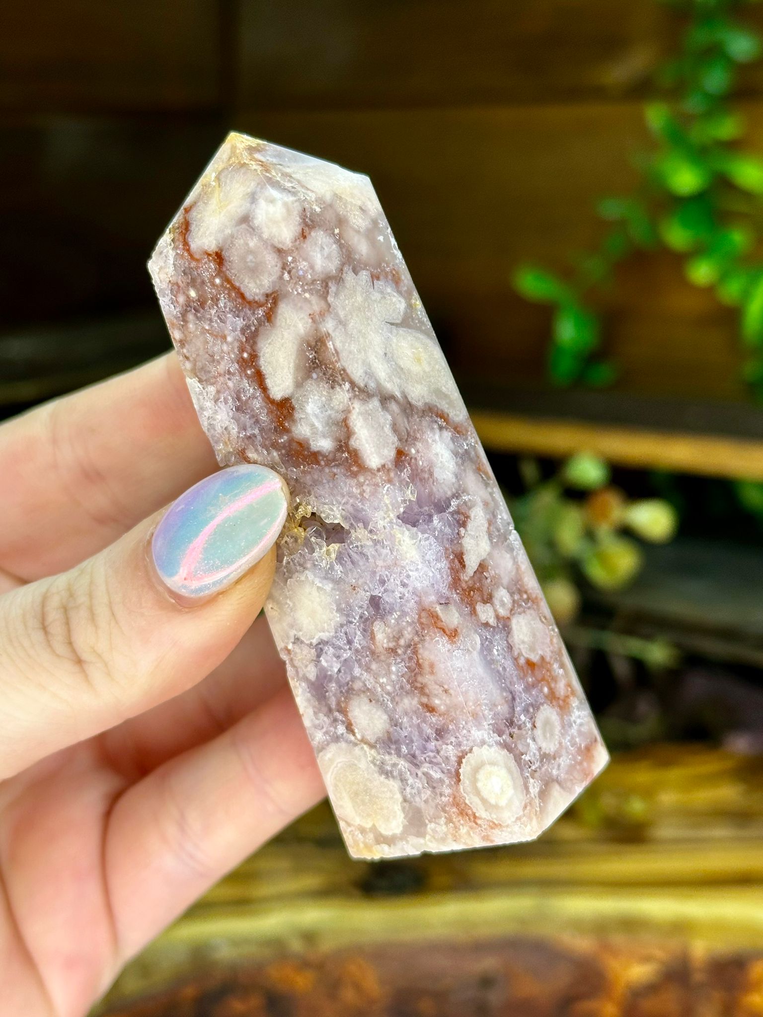 Pink Amethyst & Flower Agate Druzy Tower