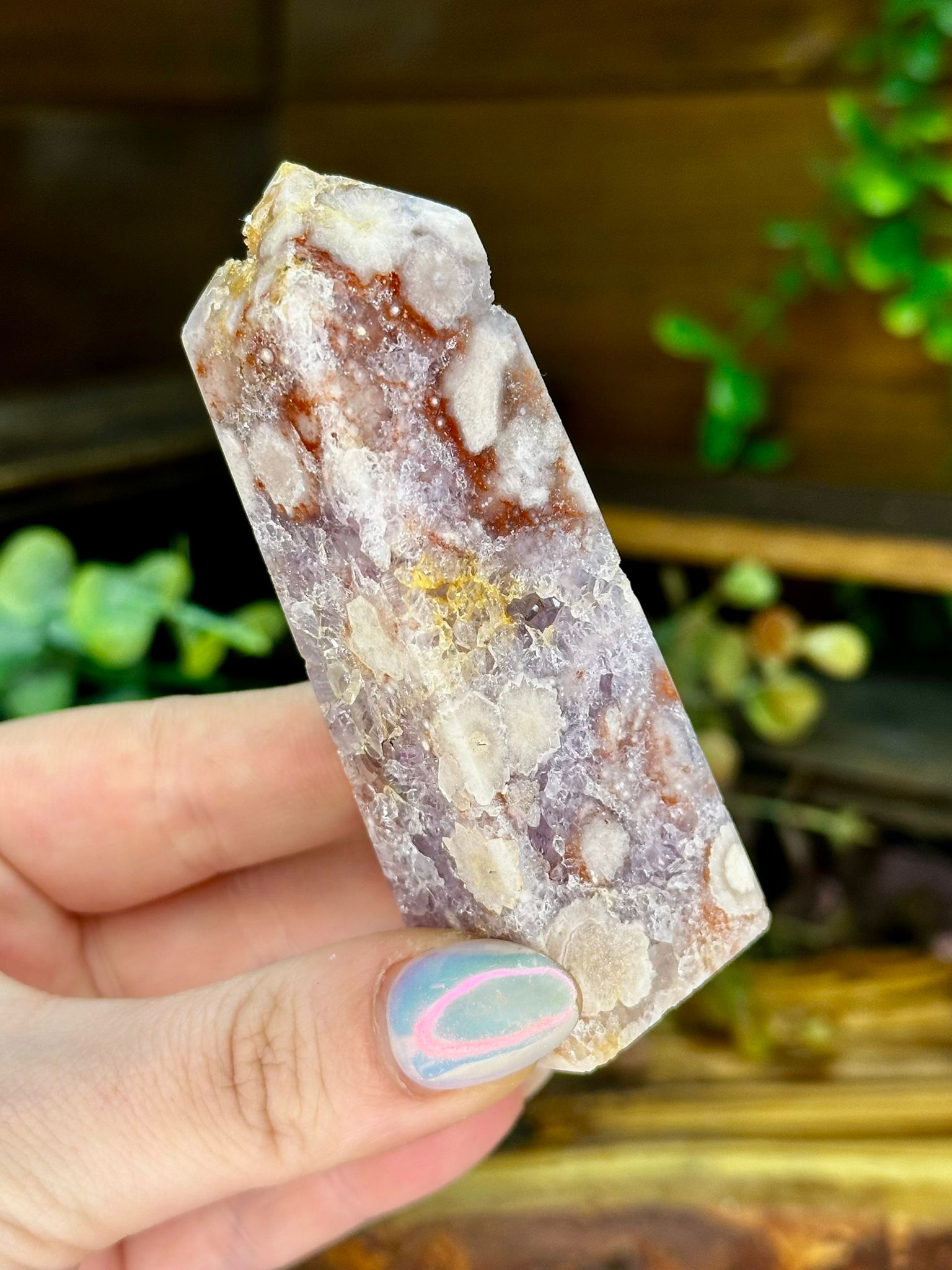 Pink Amethyst & Flower Agate Druzy Tower