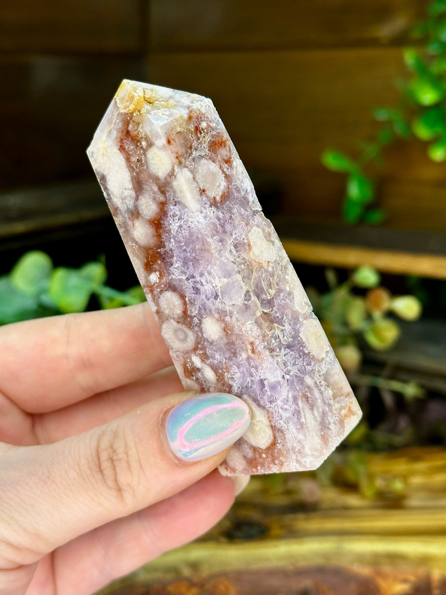 Pink Amethyst & Flower Agate Druzy Tower