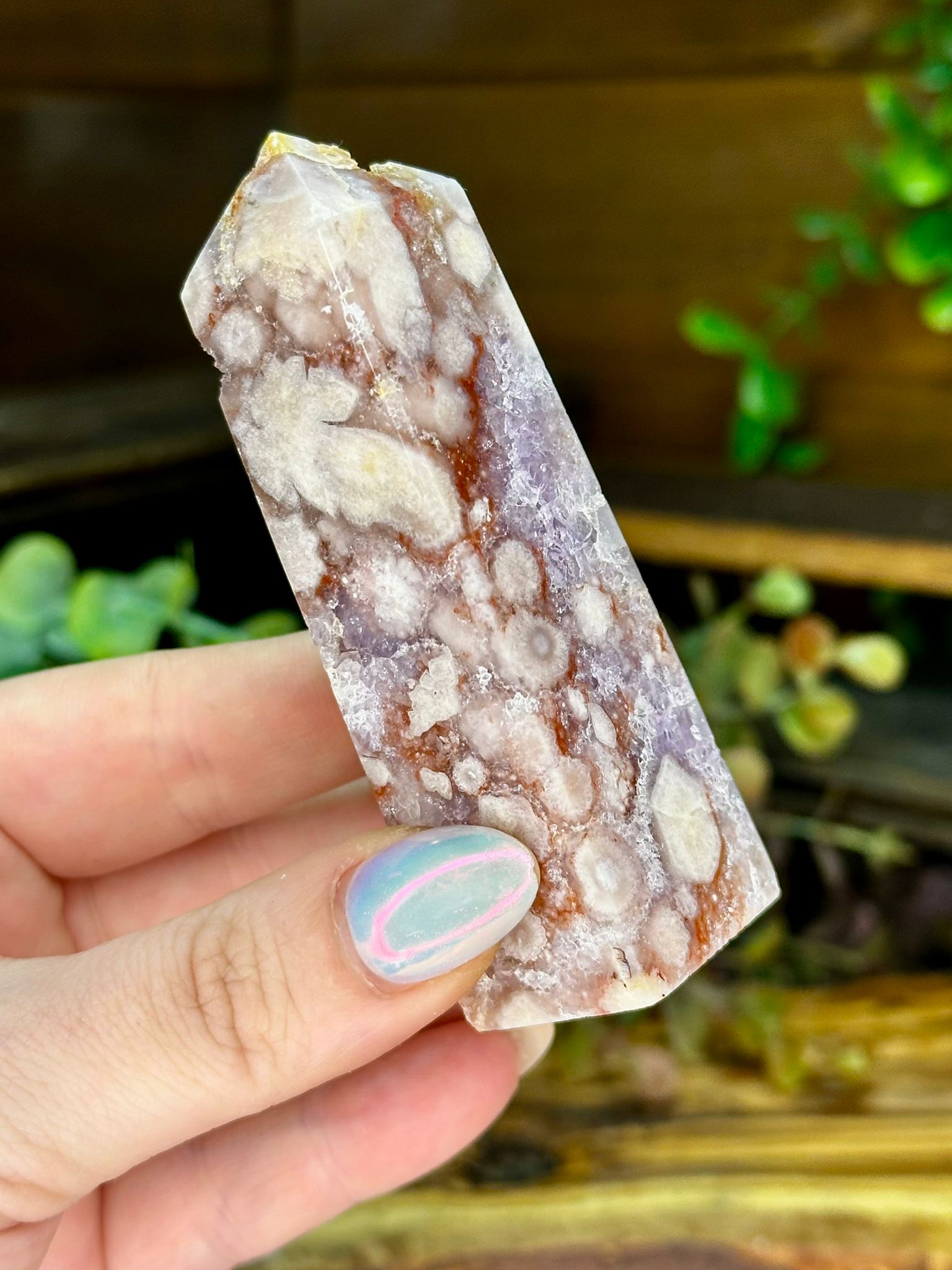 Pink Amethyst & Flower Agate Druzy Tower