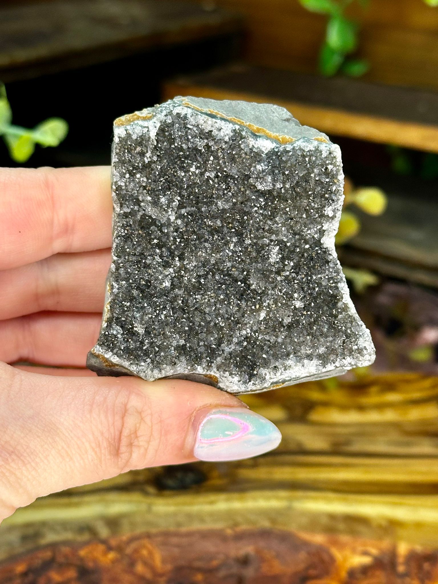 Black Amethyst Druzy Self-Standing Piece