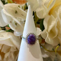 Charoite Ring – Pavé Halo Setting