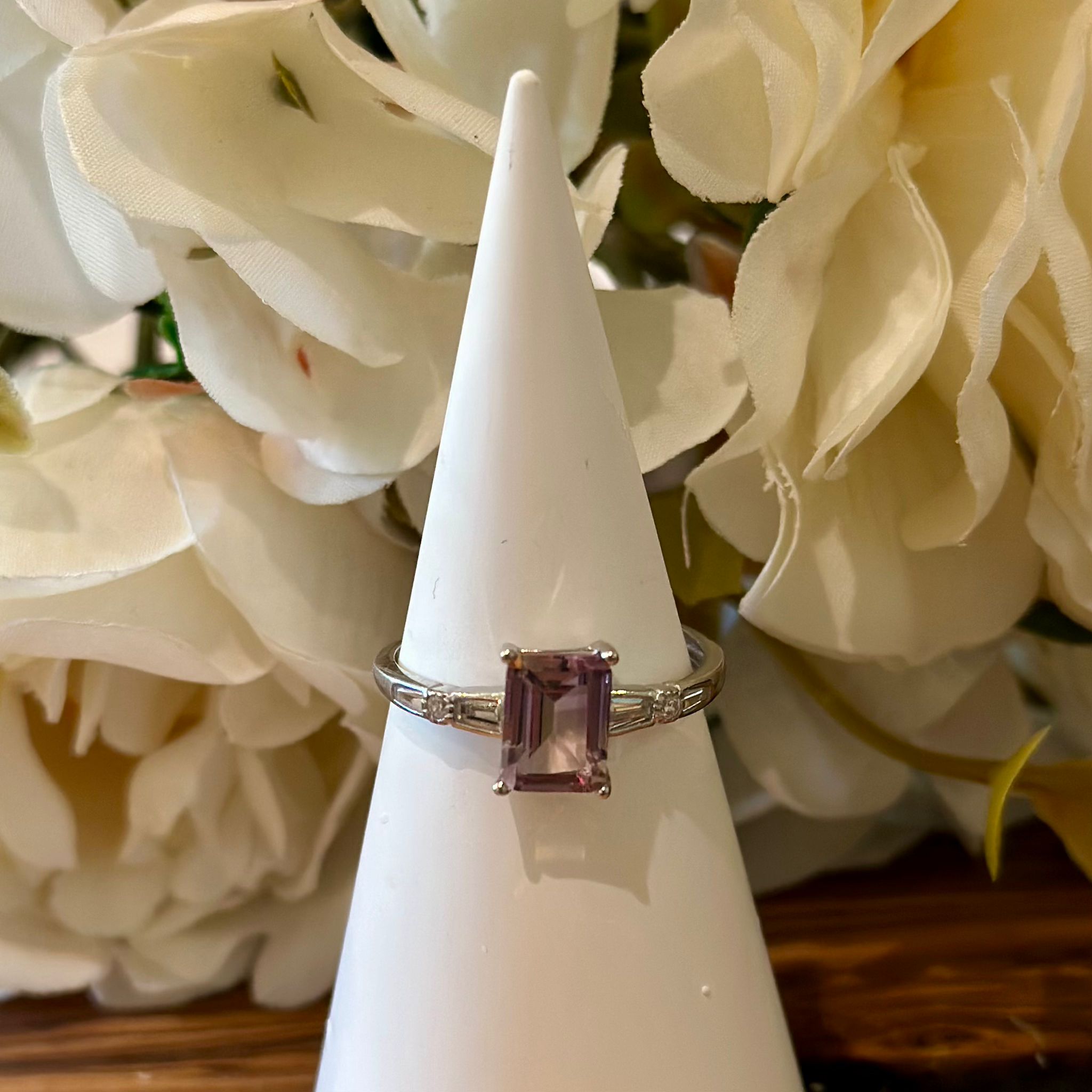Ametrine Ring – Emerald Cut Minimal Band