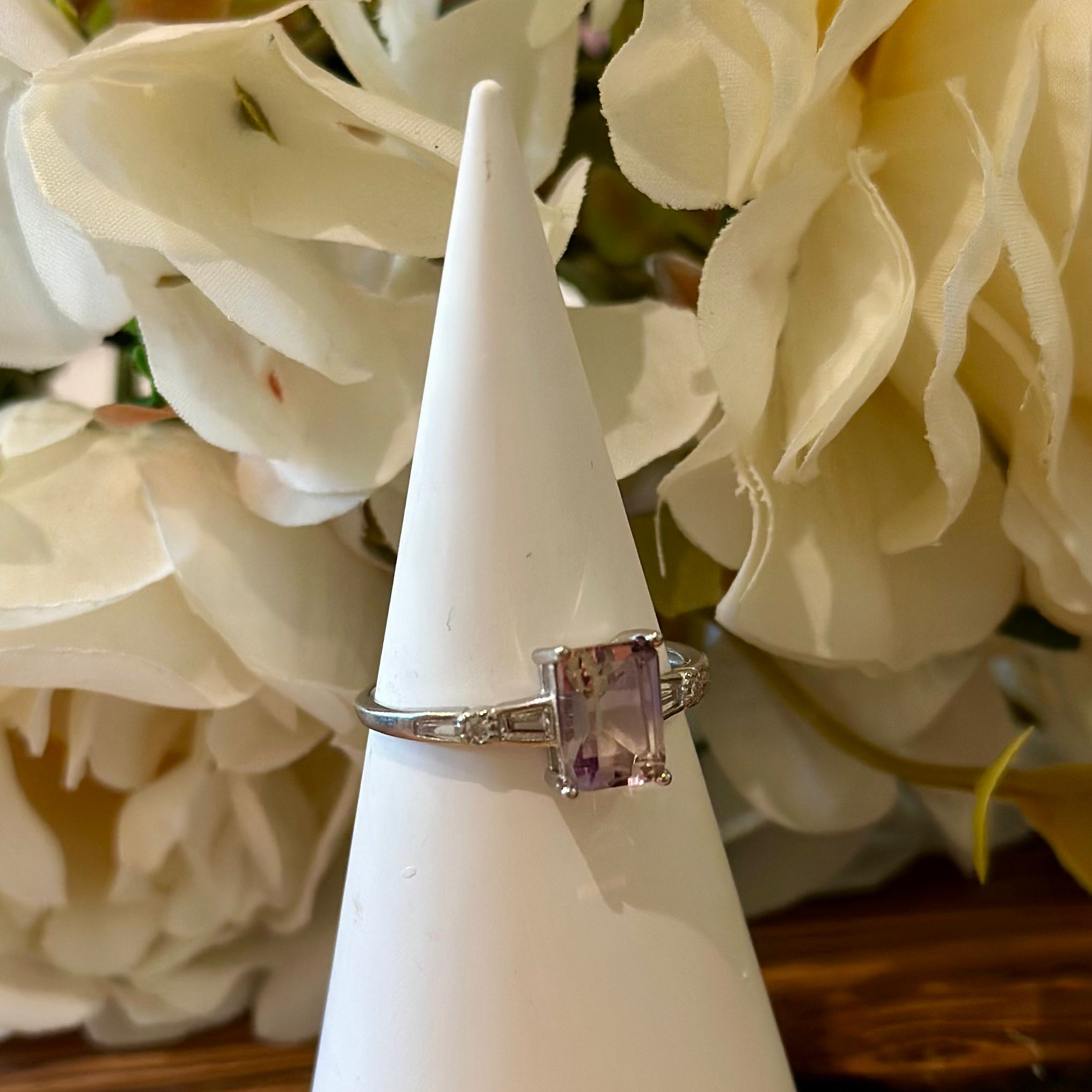 Ametrine Ring – Emerald Cut Minimal Band