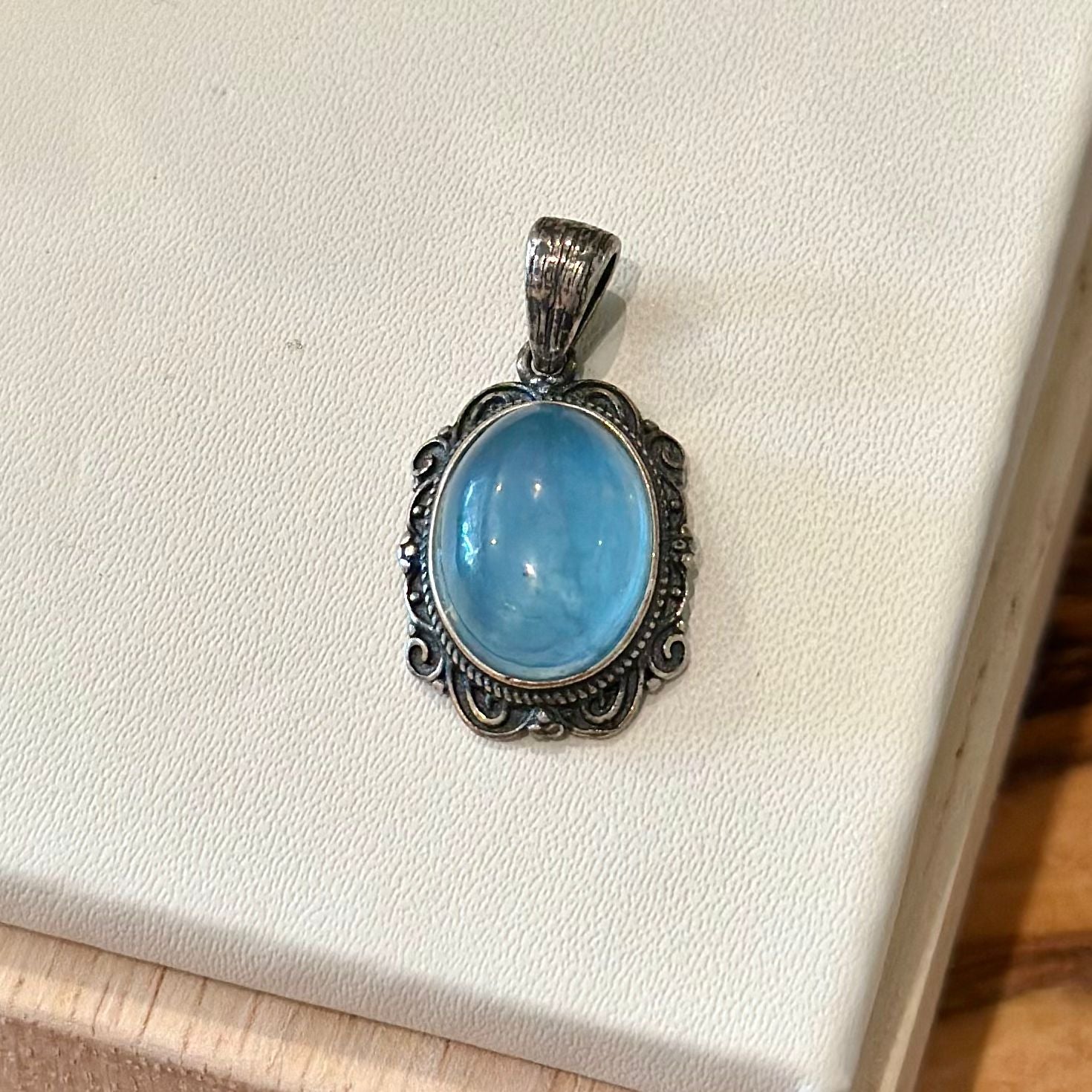 Aquamarine Pendant – Ornate Vintage Setting