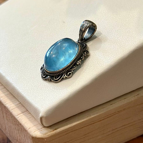 Aquamarine Pendant – Ornate Vintage Setting