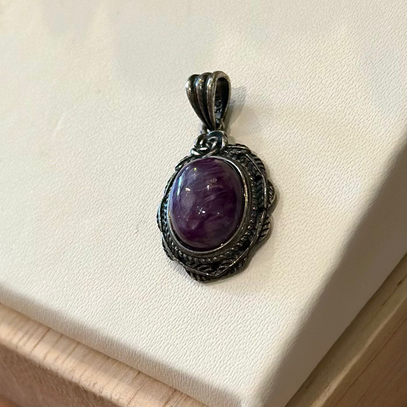 Charoite Pendant – Ornate Vintage Setting