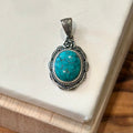 Hubei Turquoise Pendant – Ornate Vintage Setting