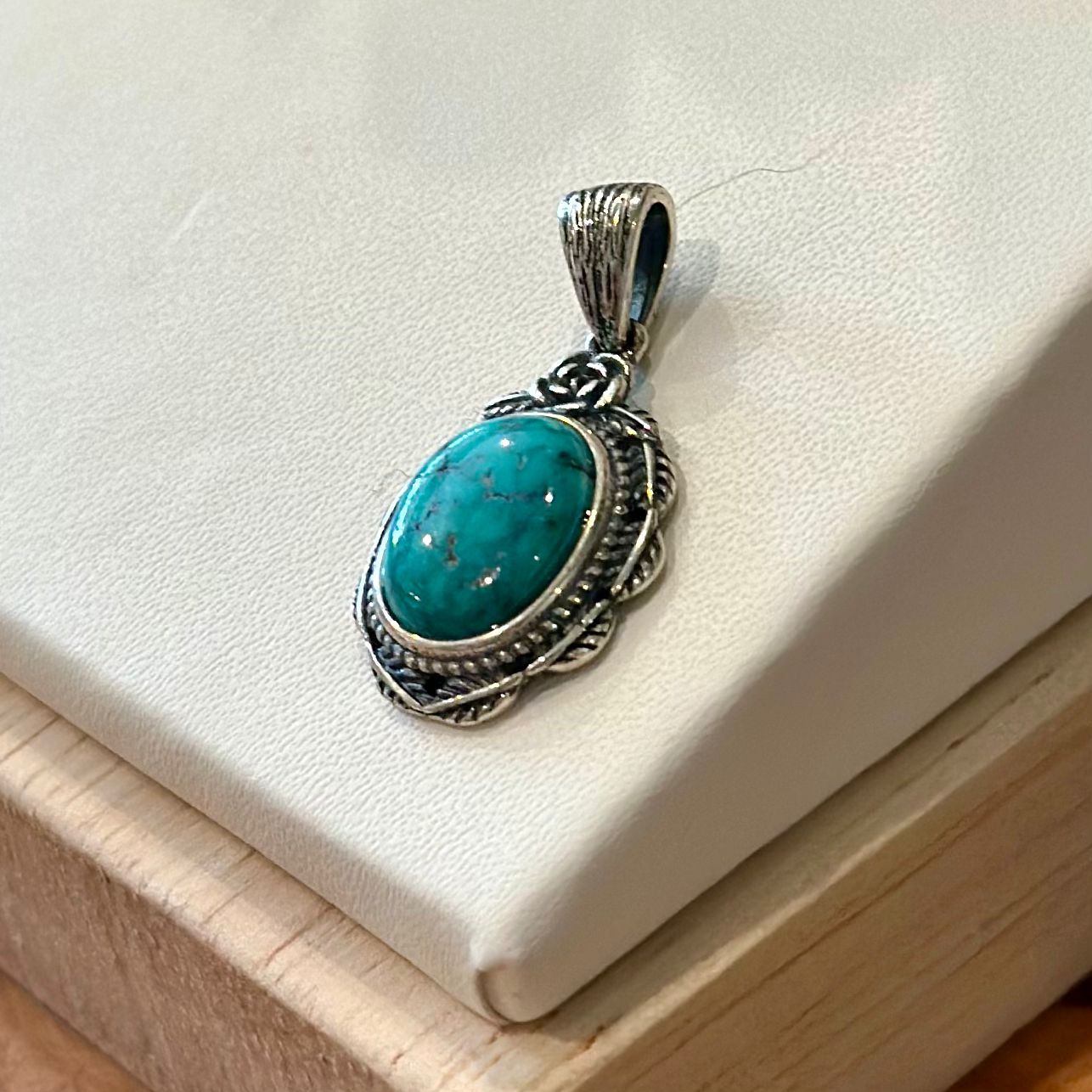 Hubei Turquoise Pendant – Ornate Vintage Setting