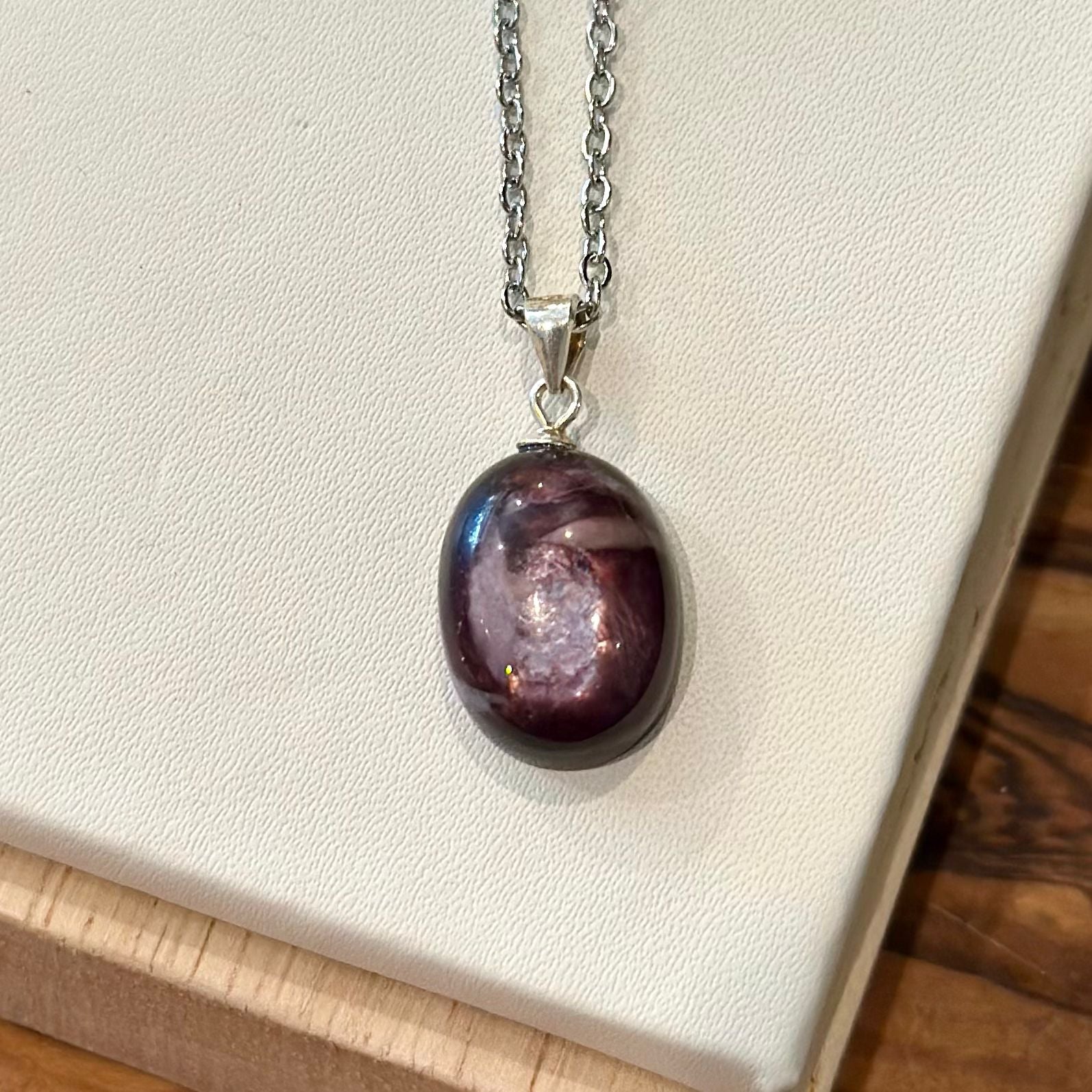 Purple Mica Necklace – Stainless Steel Chain