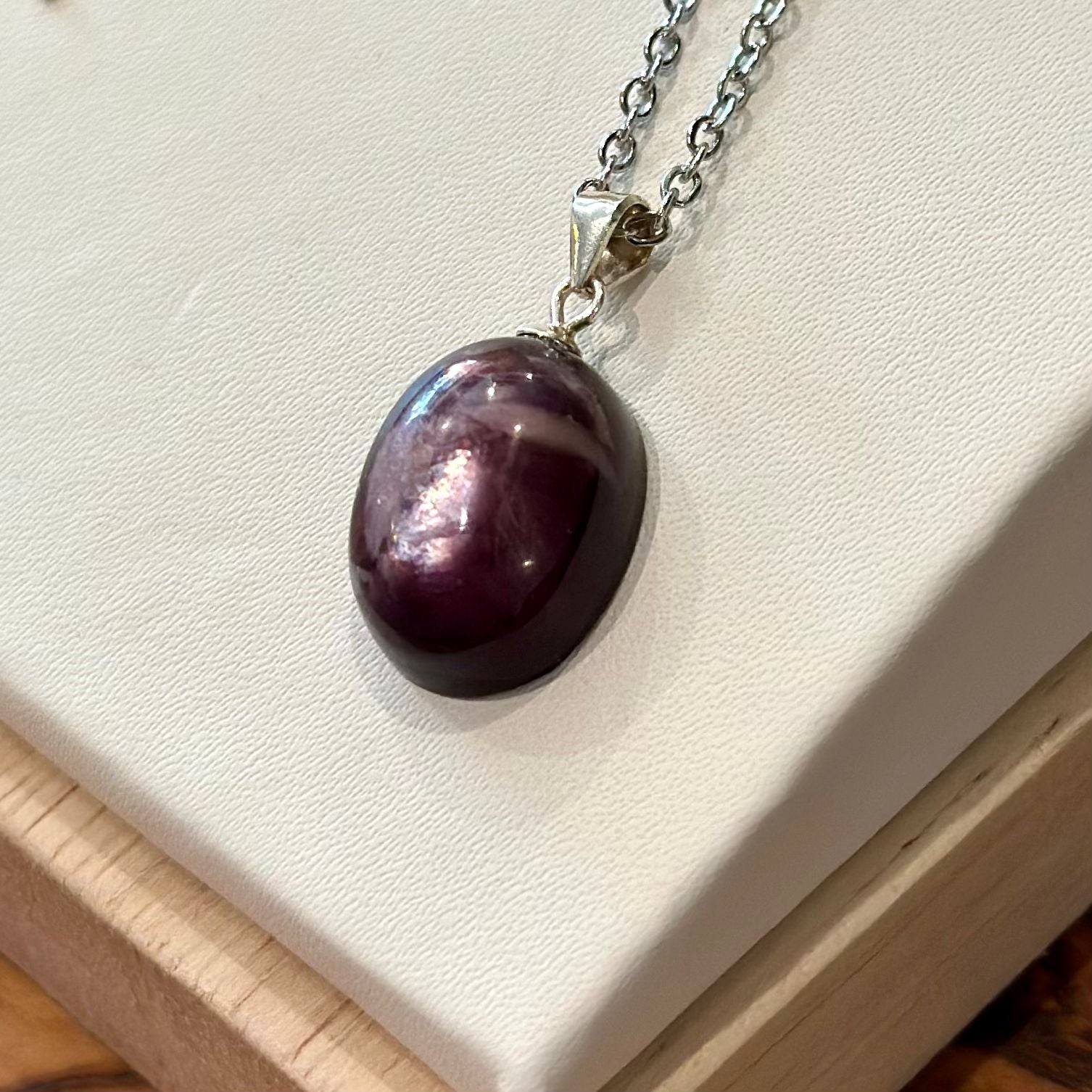 Purple Mica Necklace – Stainless Steel Chain