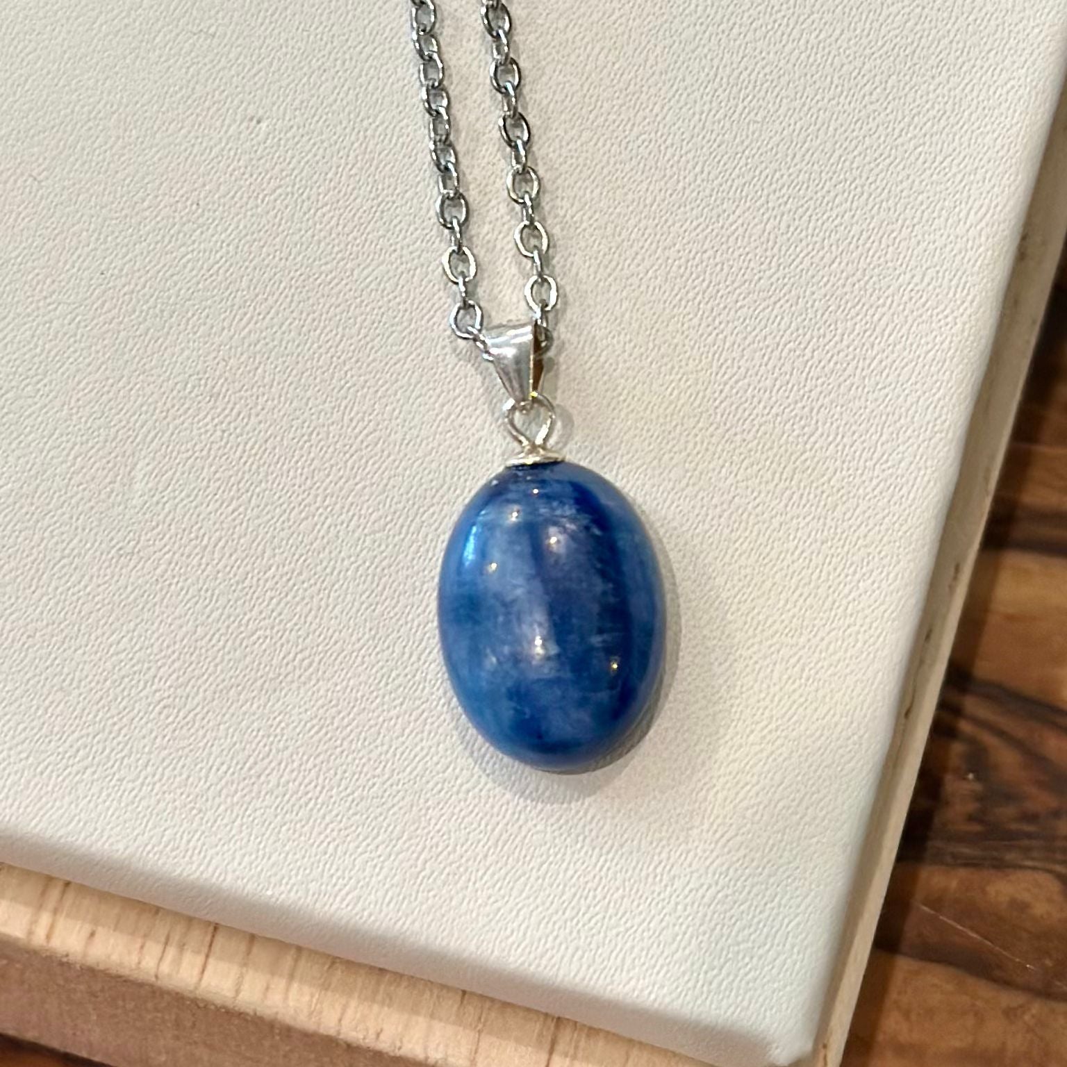 Blue Kyanite Necklace – Stainless Steel Chain