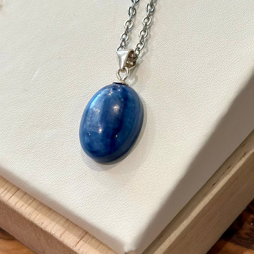 Blue Kyanite Necklace – Stainless Steel Chain