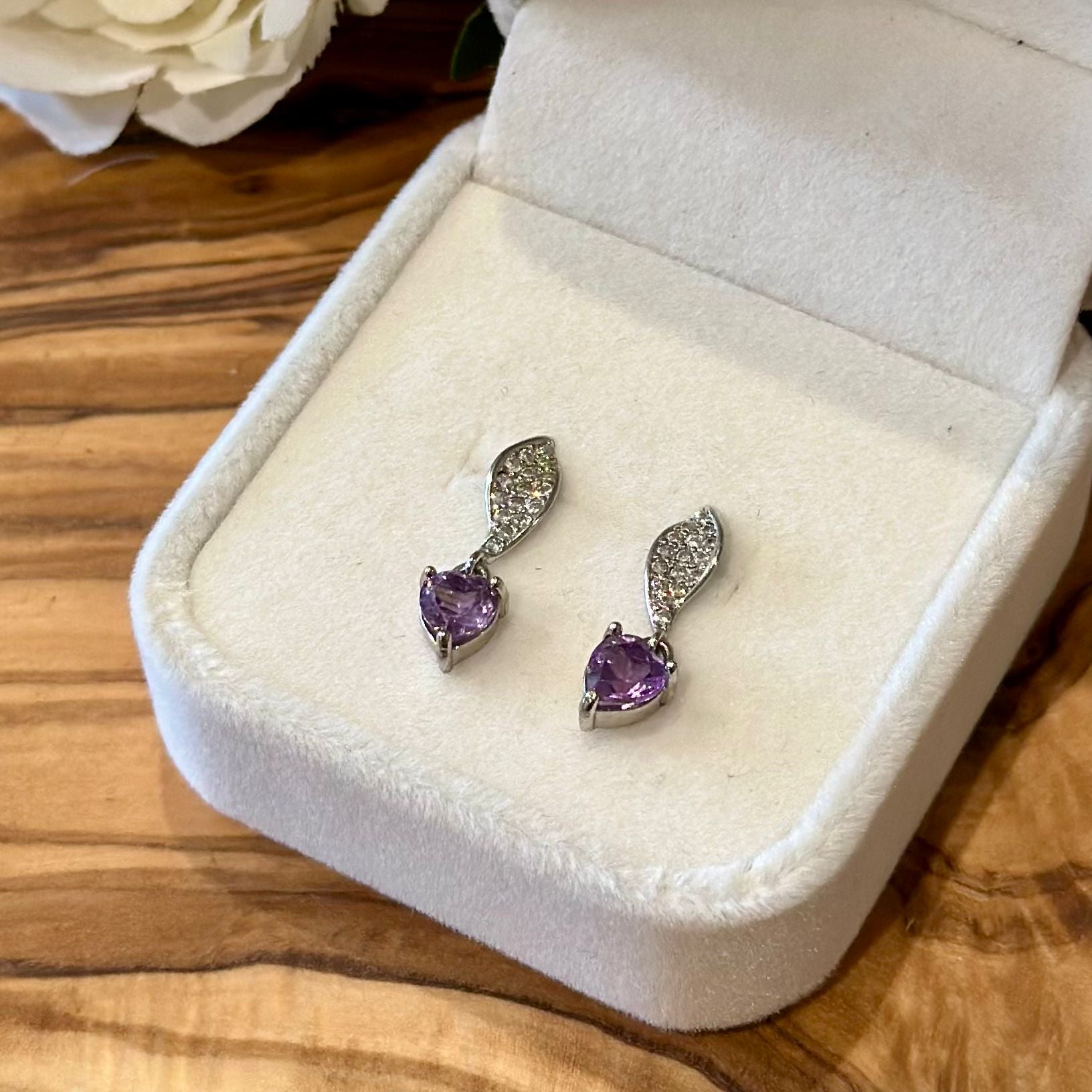Amethyst & Cubic Zirconia Drop Earrings