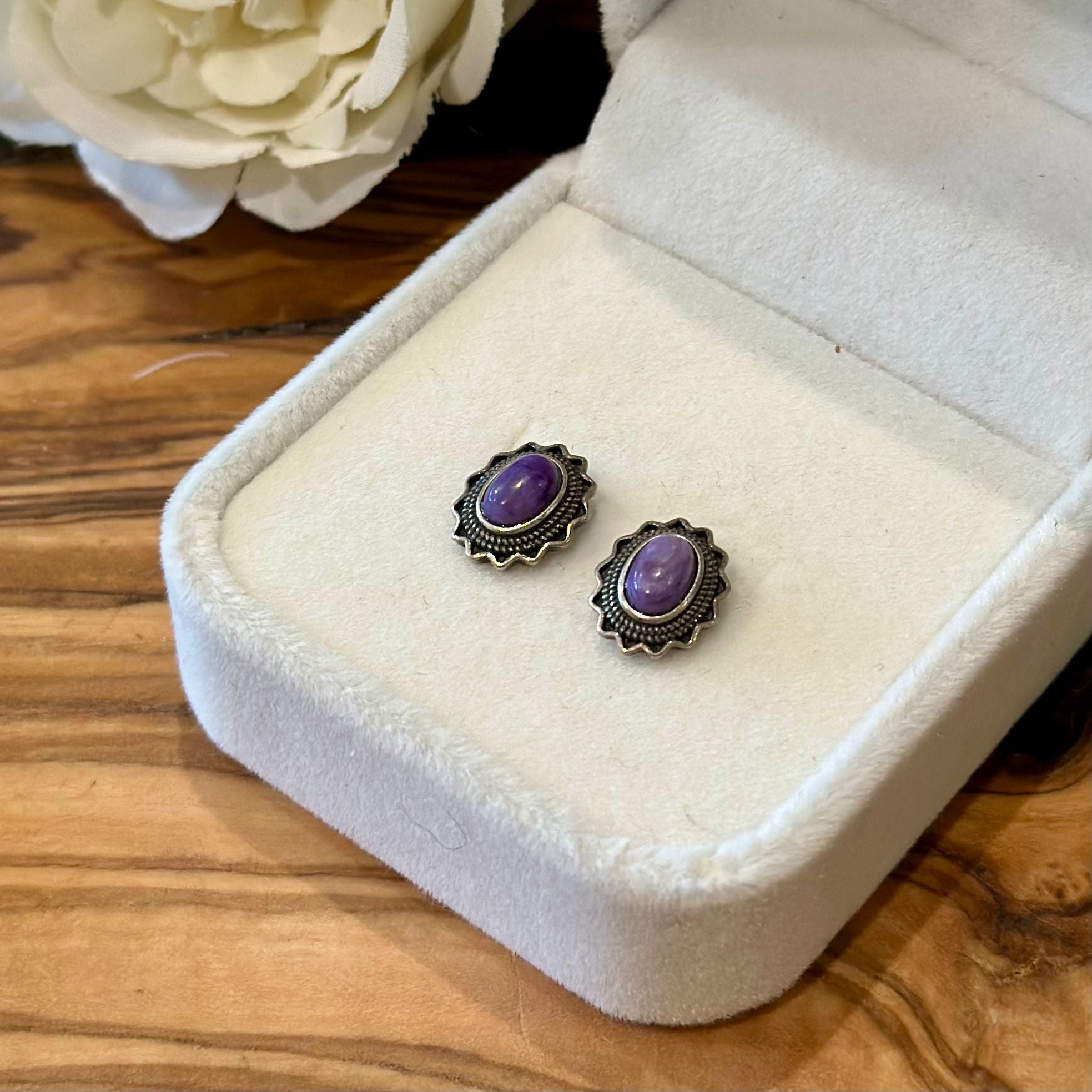 Charoite Stud Earrings