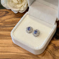 Tanzanite & Clear Quartz Halo Stud Earrings