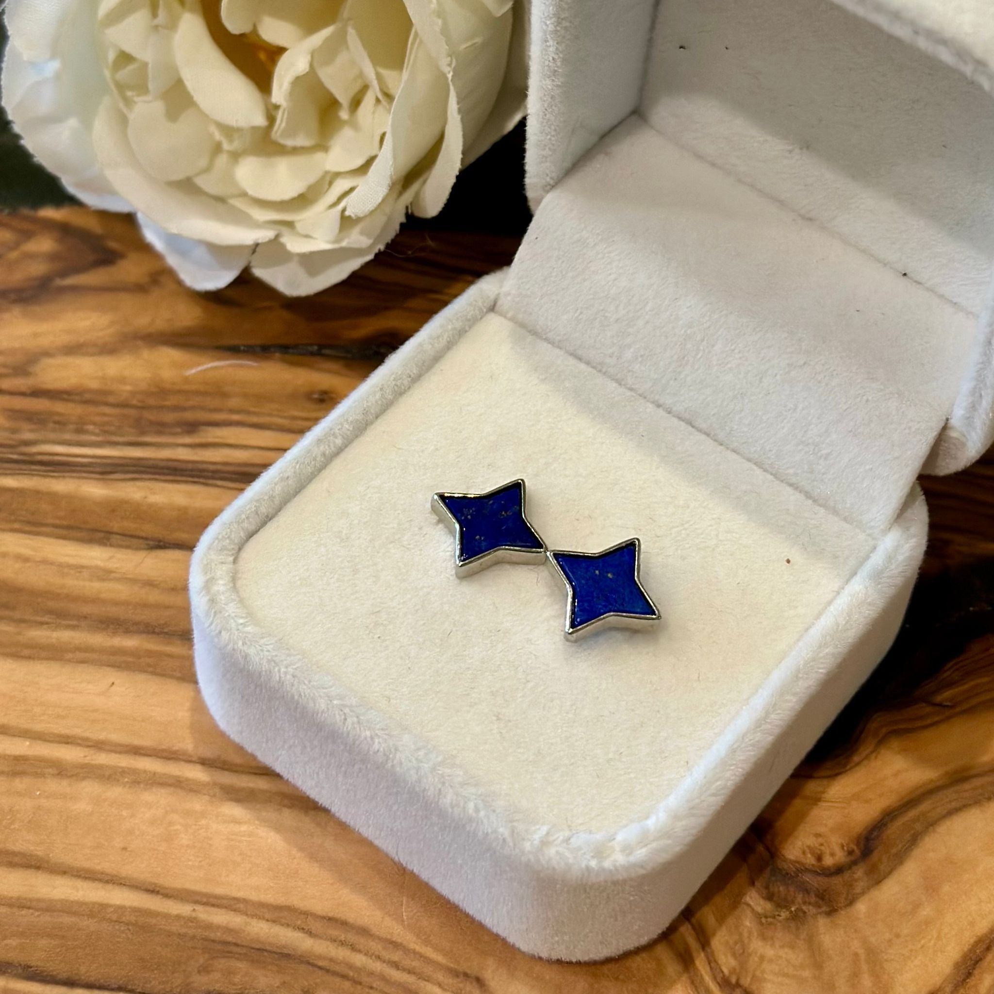 Lapis Lazuli Star Stud Earrings