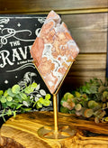 Druzy Pink Agate Diamond on Stand